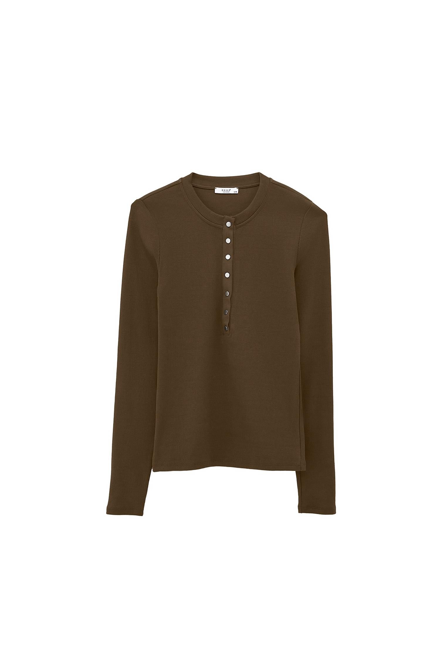 Long Sleeve Crew Neck Bodycon T-Shirt - DARK OLIVE