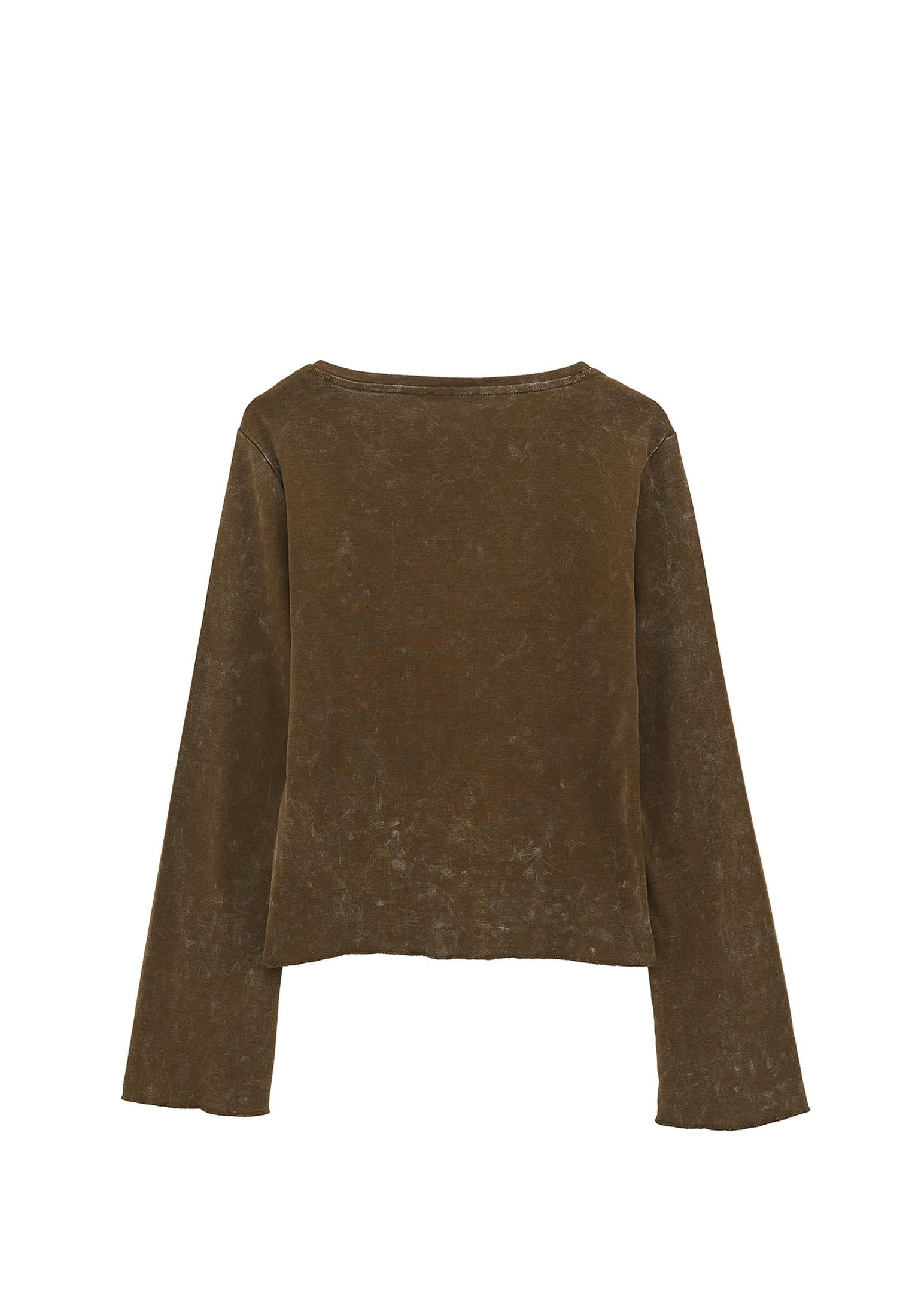 Long Sleeve Cotton T-Shirt - DARK OLIVE