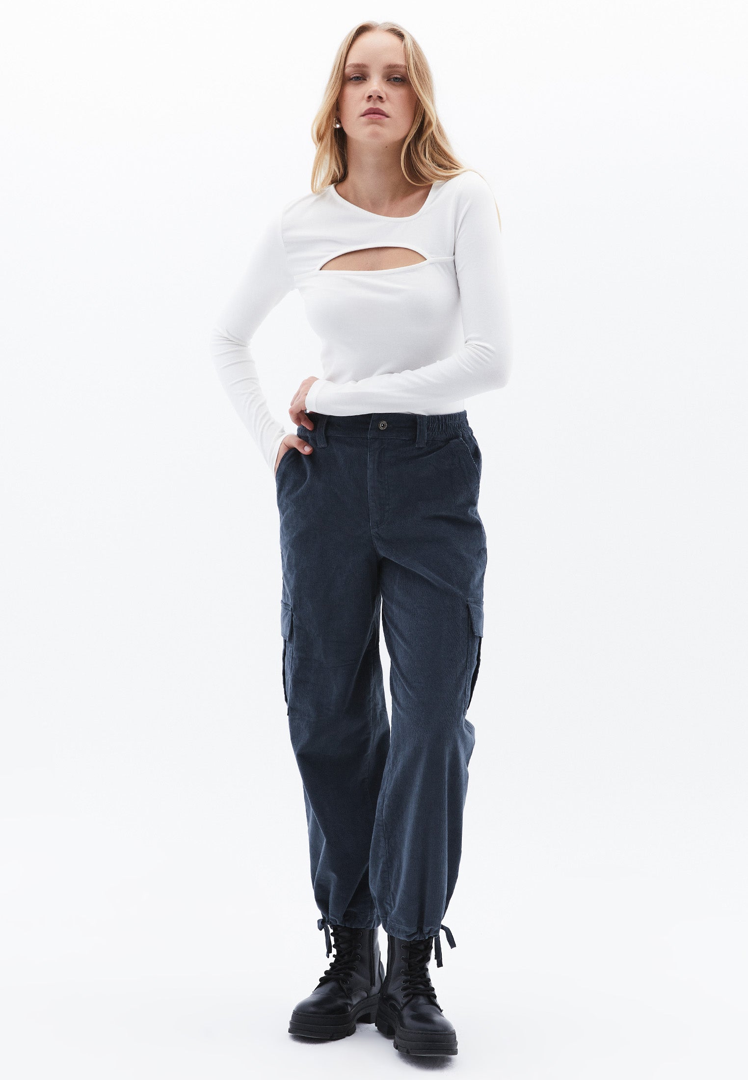 High Waist Jogger Cargo Pants - DARK SLATE
