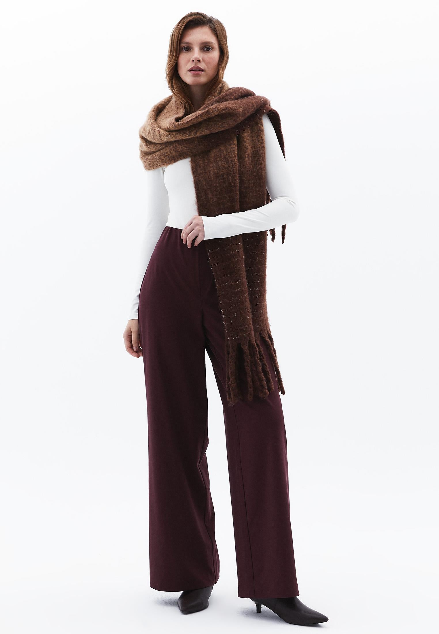 Ultra High Waist Wide Leg Long Pants - DECADENT CHOCOLATE