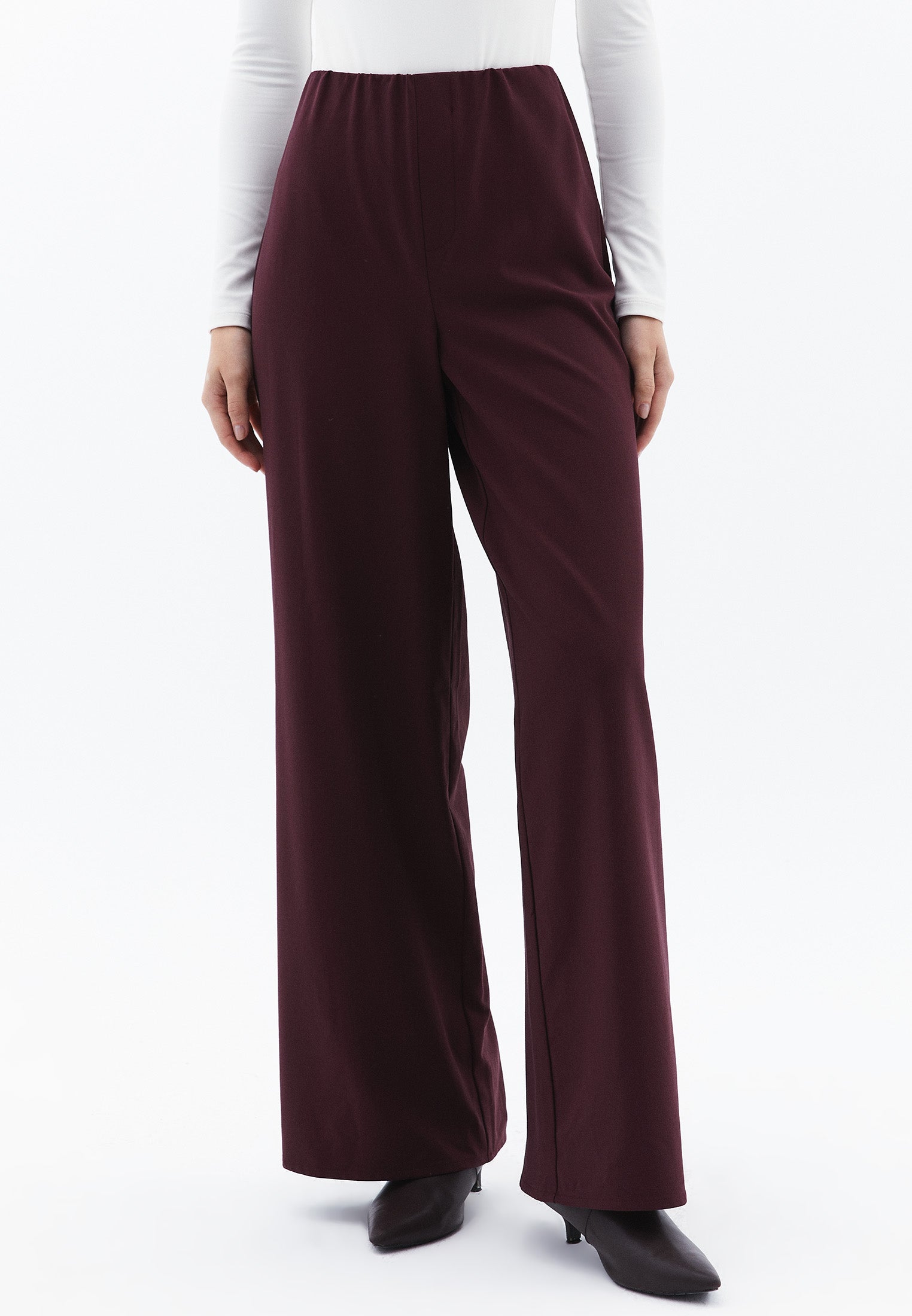 Ultra High Waist Wide Leg Long Pants - DECADENT CHOCOLATE