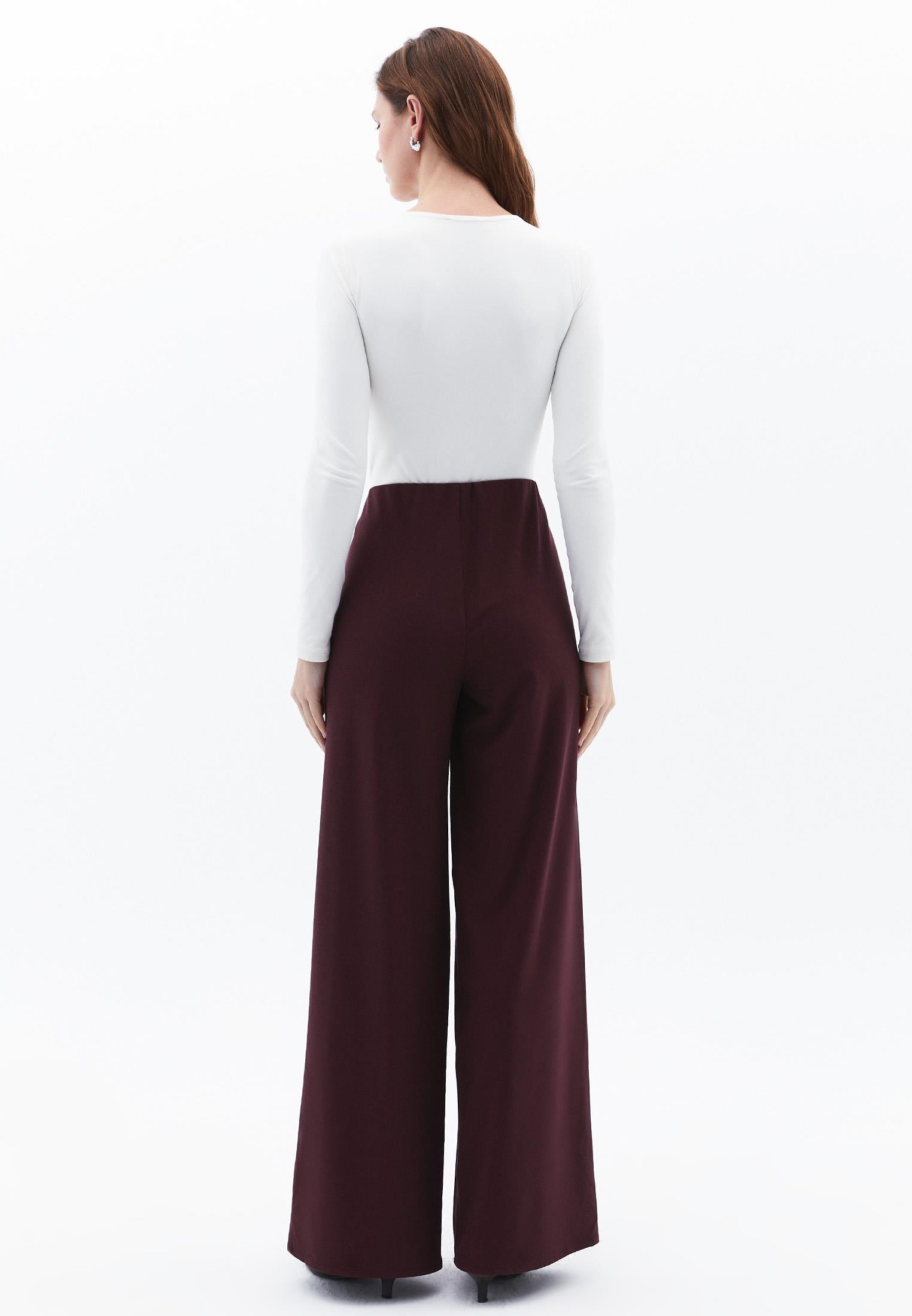 Ultra High Waist Wide Leg Long Pants - DECADENT CHOCOLATE