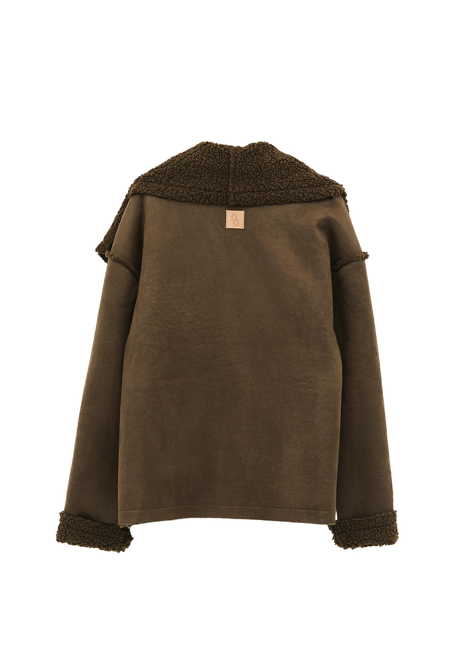 Shawl Collar Long Sleeve Bouclé Jacket - DEEP DEPTHS