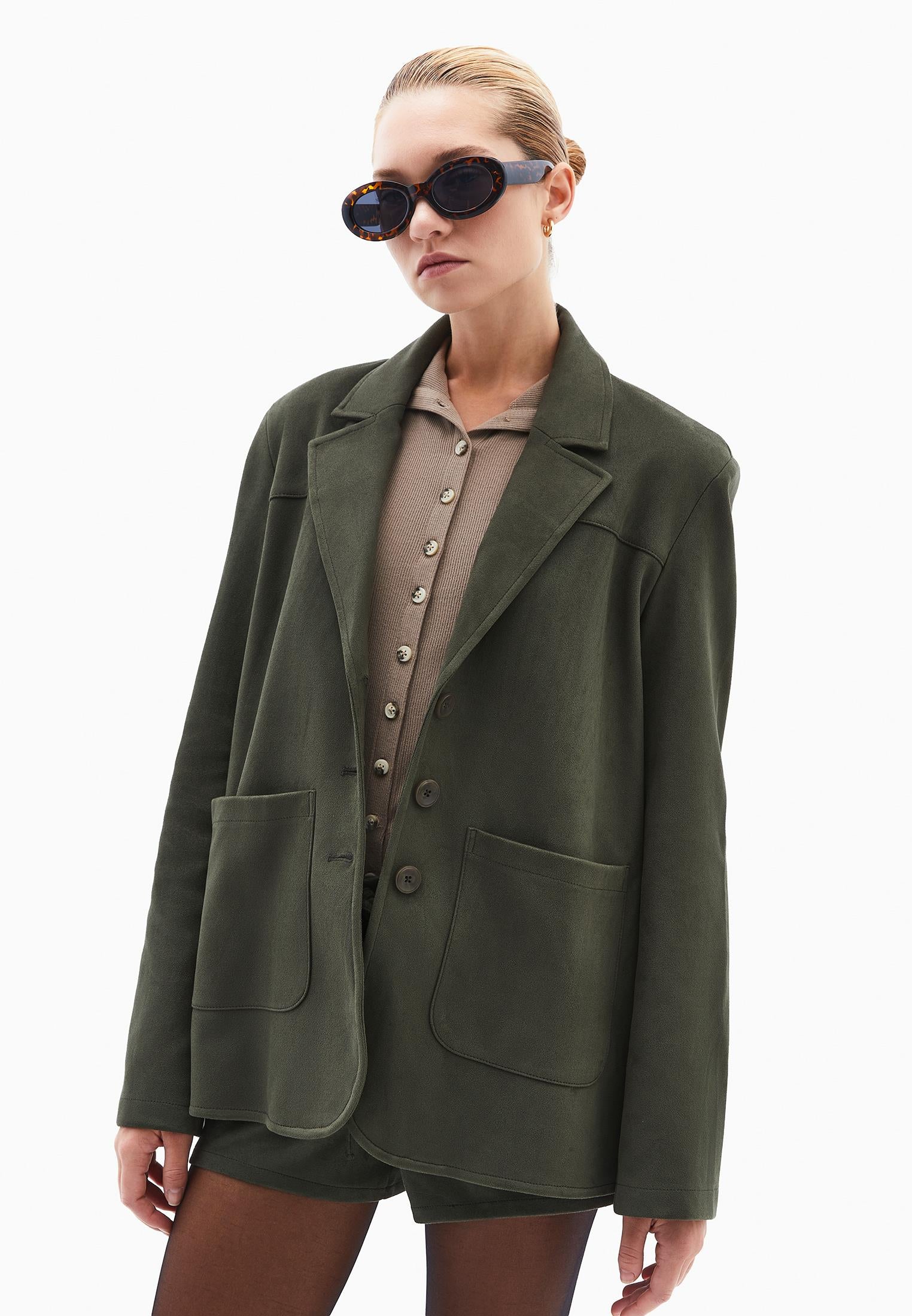 Suede Oversize Blazer - DEEP DEPTHS
