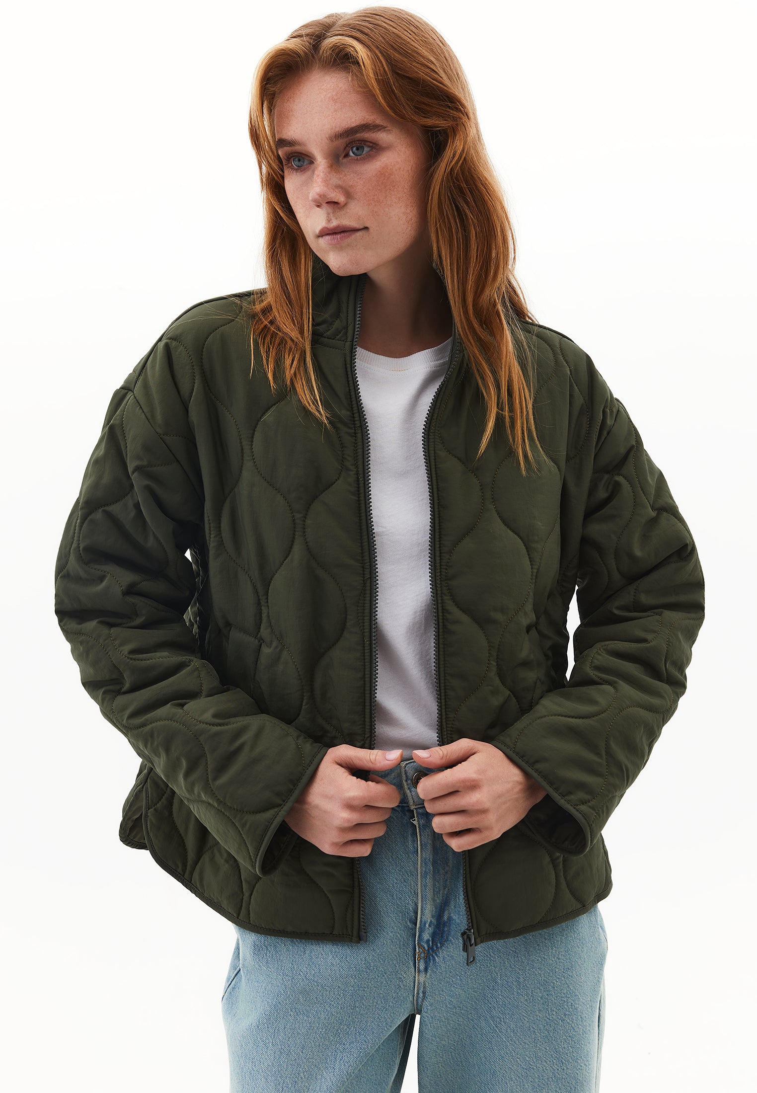 High Collar Quilted Coat - DEEP DEPTHS
