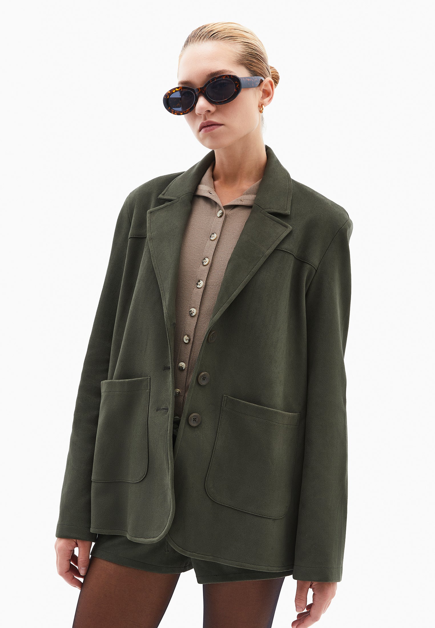 Suede Oversize Blazer - DEEP DEPTHS
