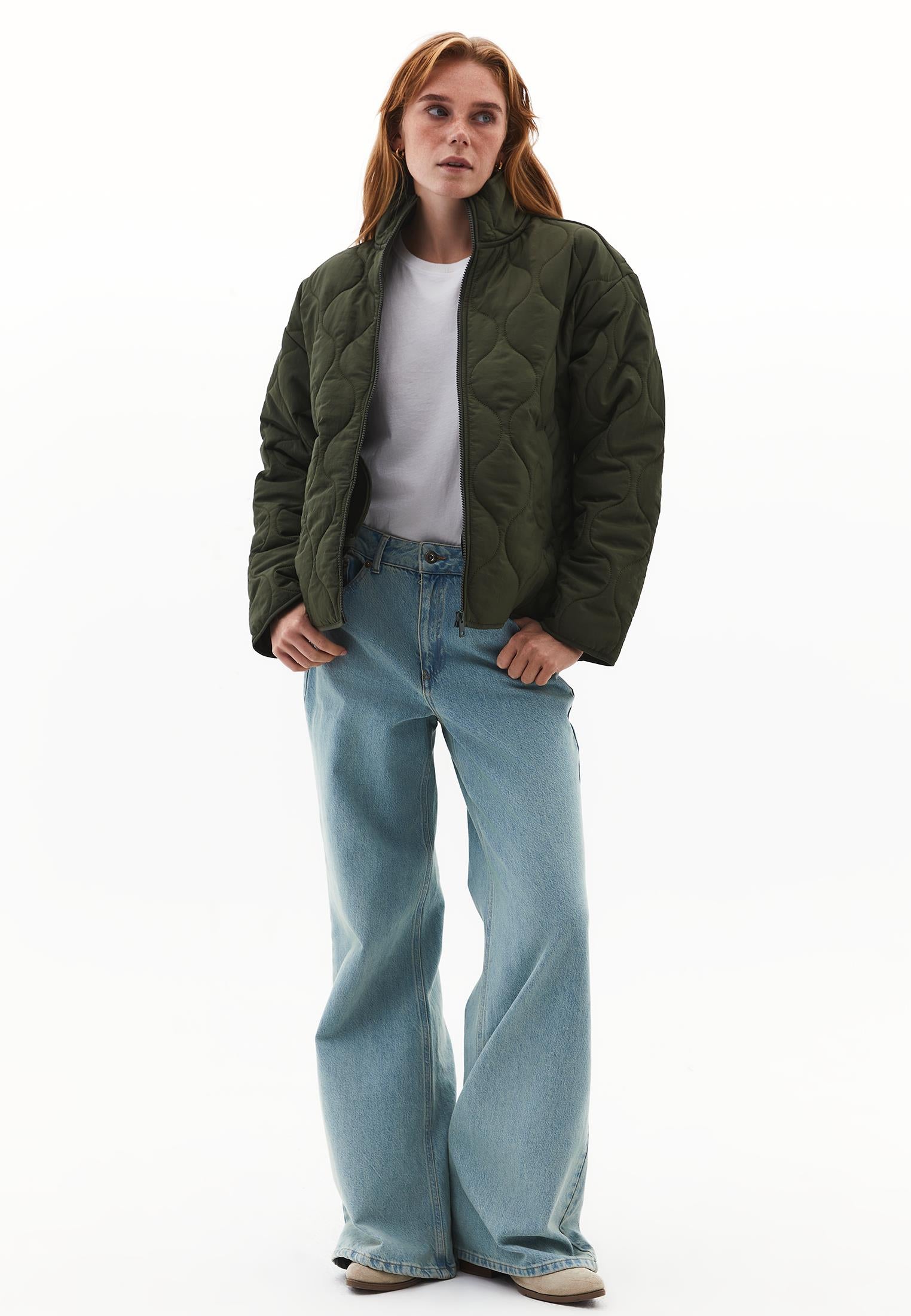 High Collar Quilted Coat - DEEP DEPTHS