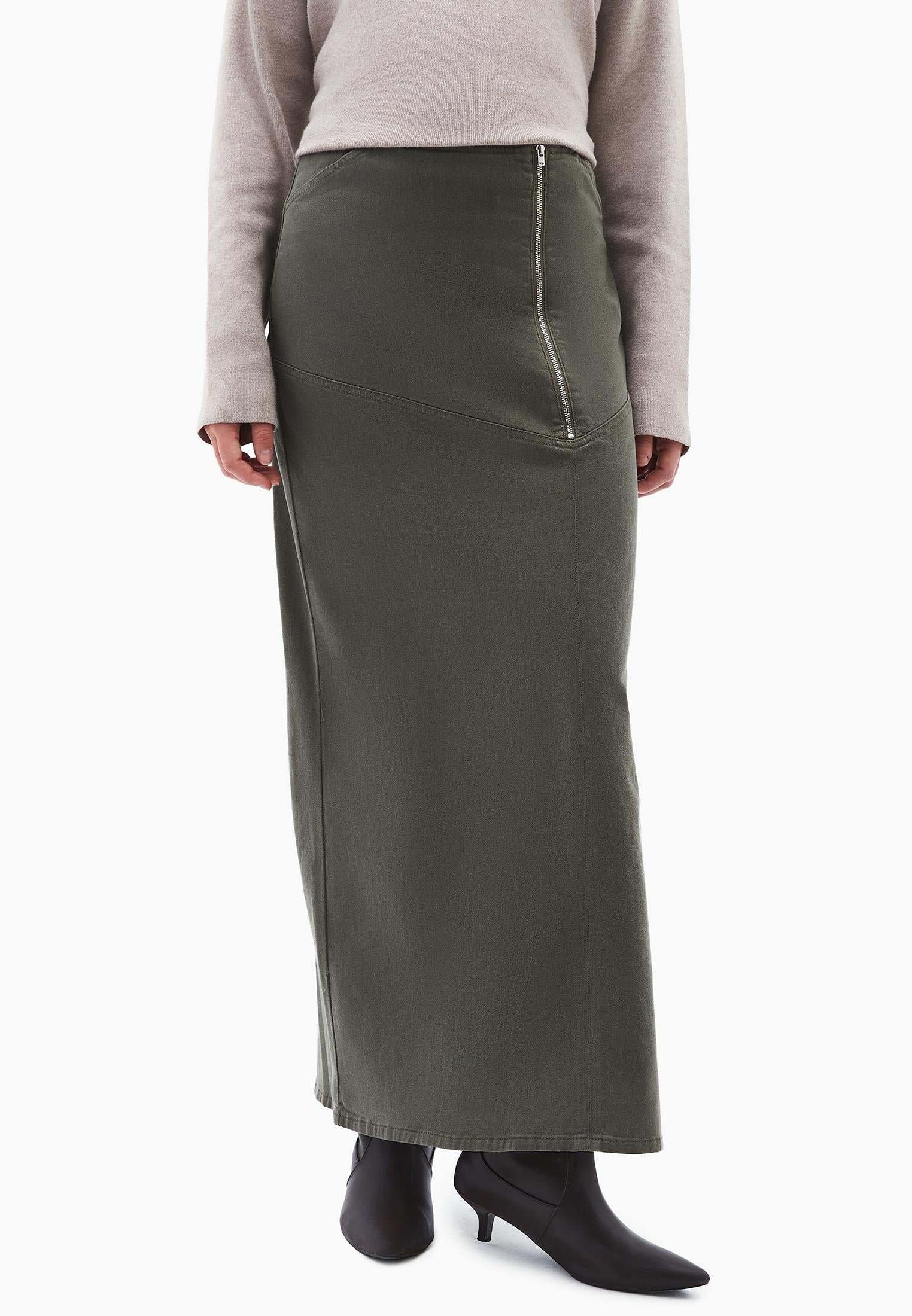 Long Skirt With Zipper Detail - DEEP DEPTHS