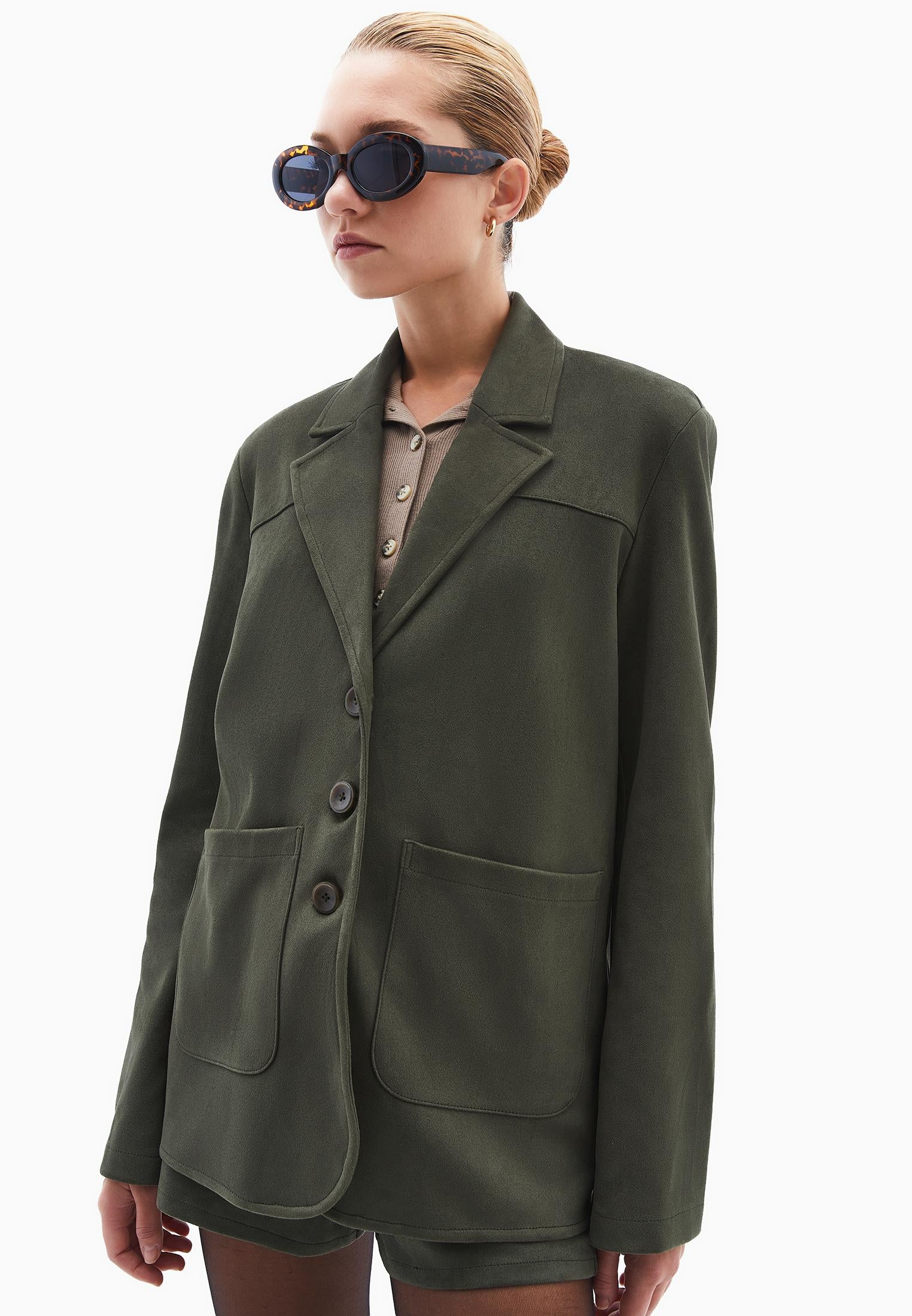 Suede Oversize Blazer - DEEP DEPTHS