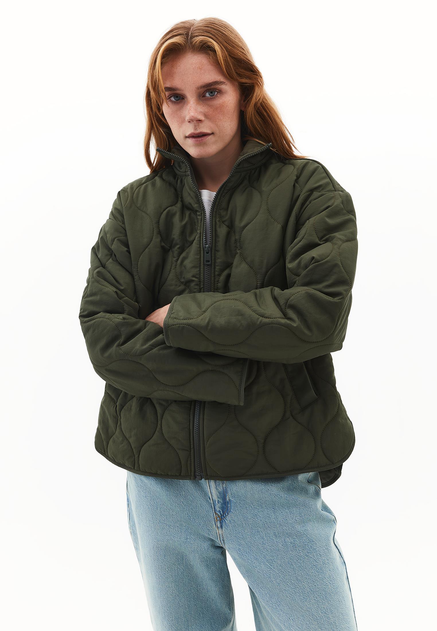 High Collar Quilted Coat - DEEP DEPTHS