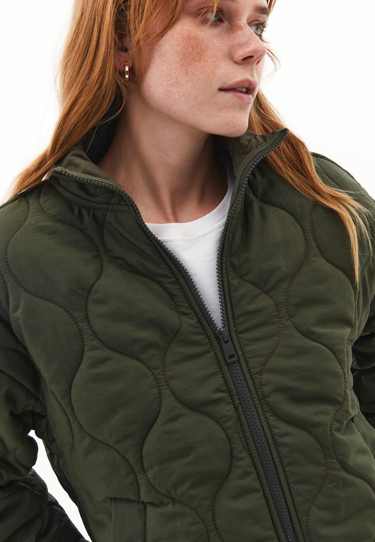 High Collar Quilted Coat - DEEP DEPTHS