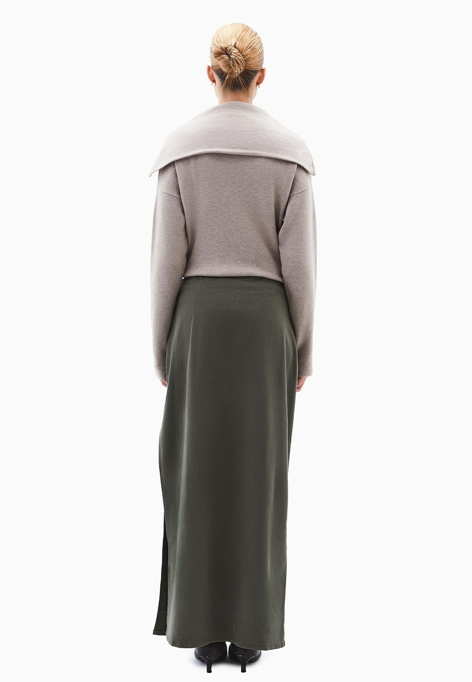 Long Skirt With Zipper Detail - DEEP DEPTHS