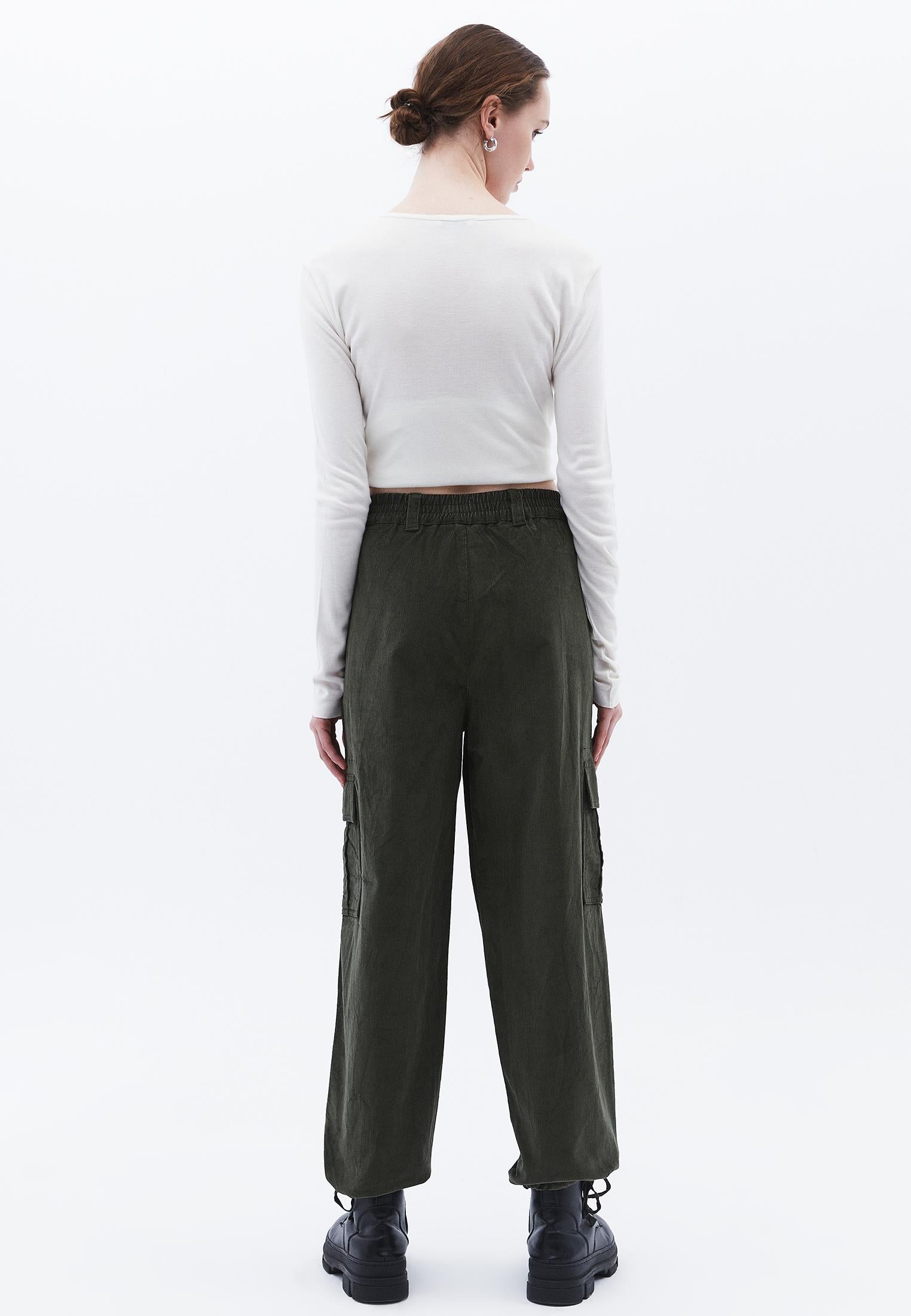 High Waist Jogger Cargo Pants - DEEP DEPTHS