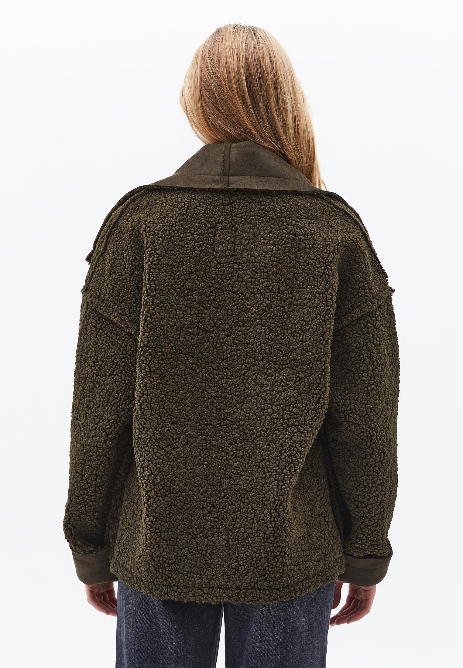 Shawl Collar Long Sleeve Bouclé Jacket - DEEP DEPTHS