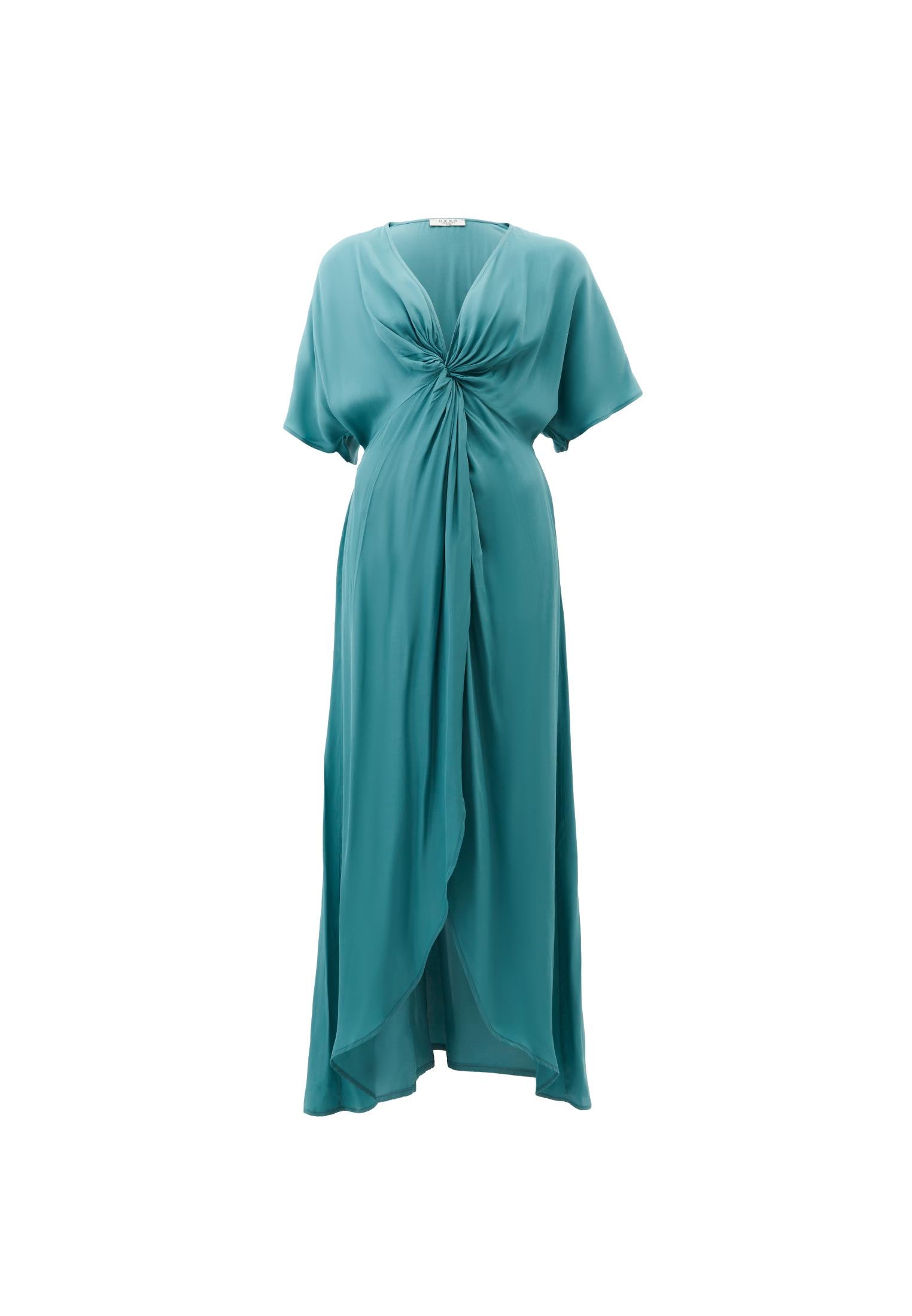 Loose Fit Long Woven Women Dress - DEEP SEA