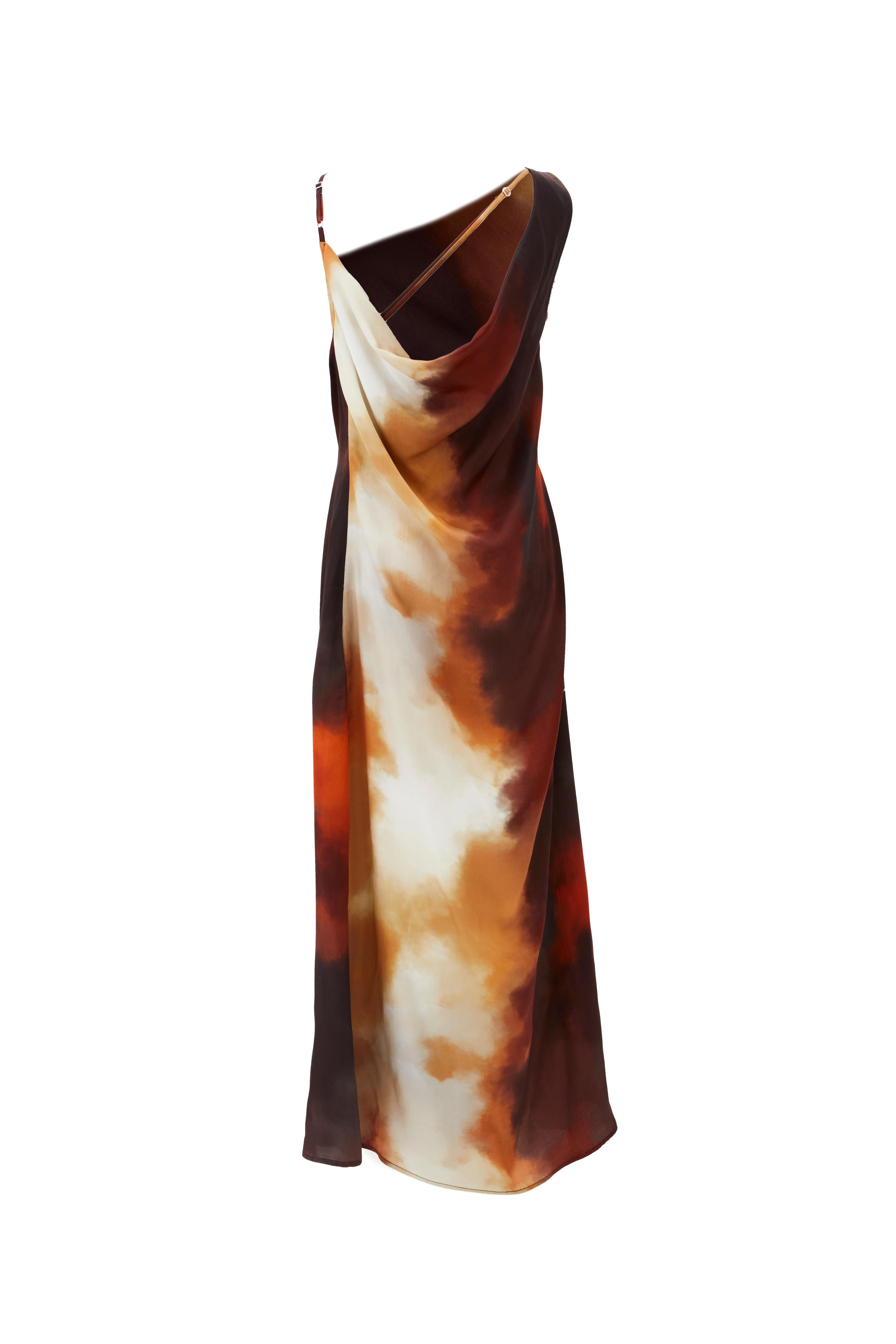 Asymmetric A-Line Long Dress - DEGRADE COMB