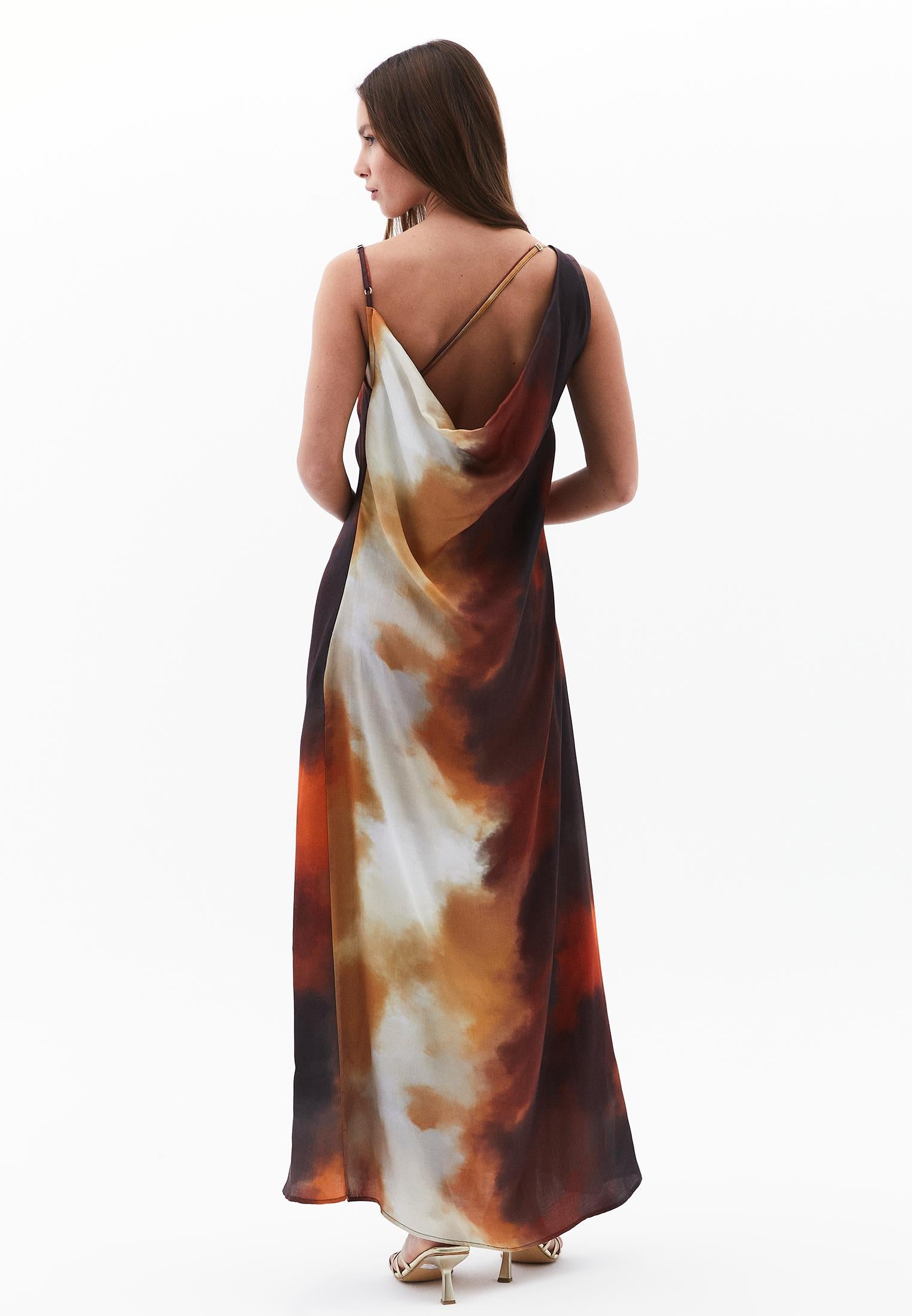 Asymmetric A-Line Long Dress - DEGRADE COMB