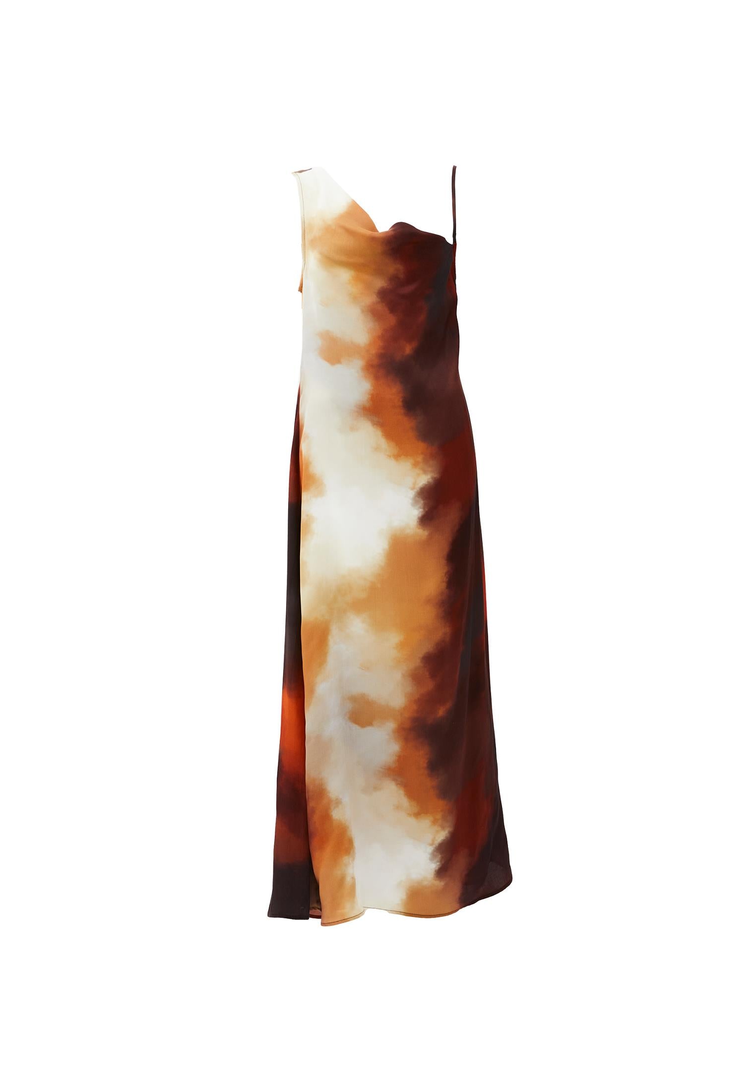 Asymmetric A-Line Long Dress - DEGRADE COMB