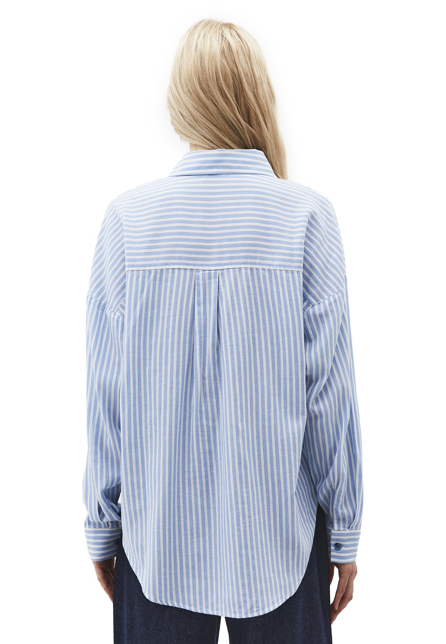 Oversize Pocketed Standard Shirt - DELLA BLUE STRIPE