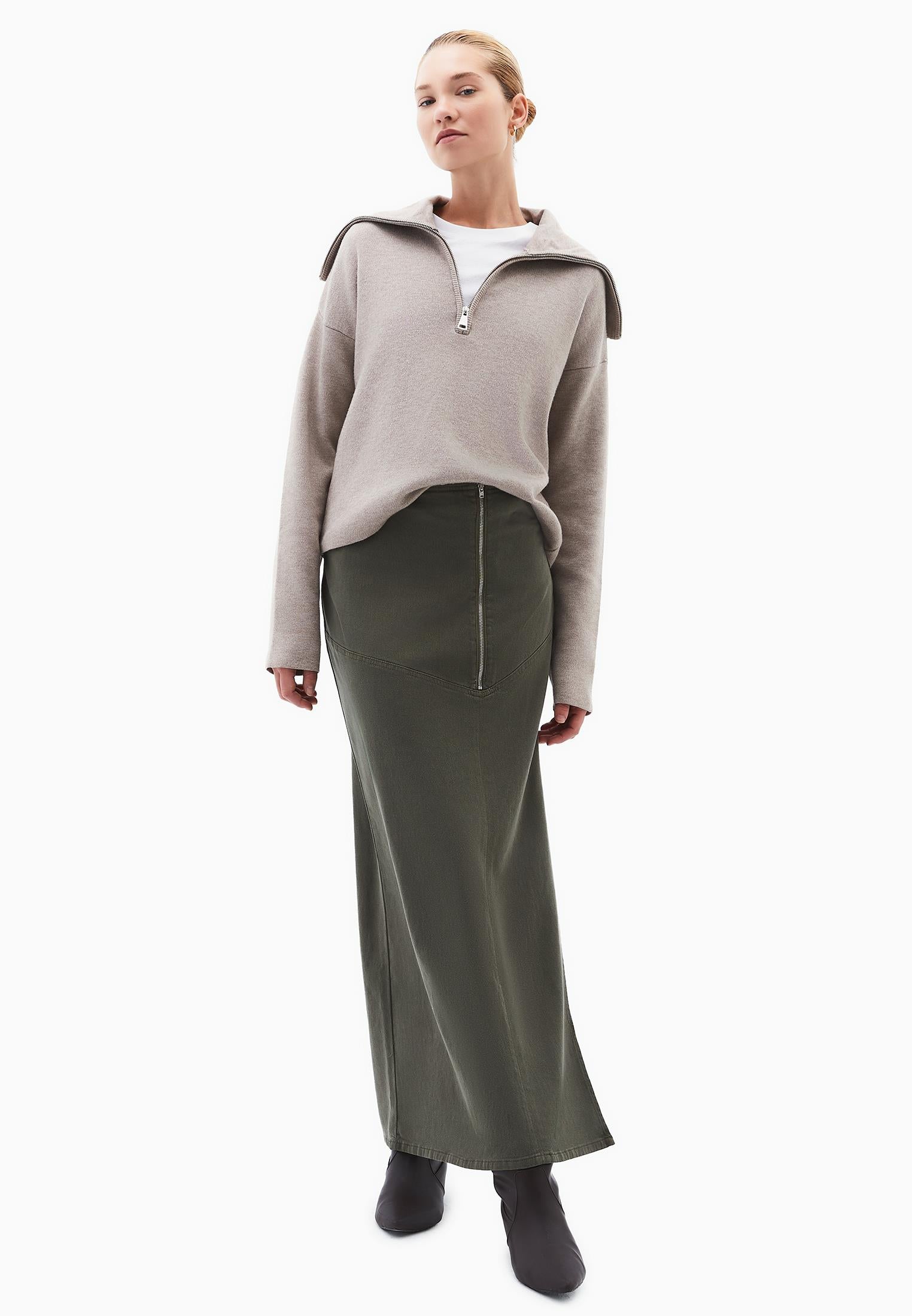 Polo Neck Viscose Sweater - DESERT TAUPE