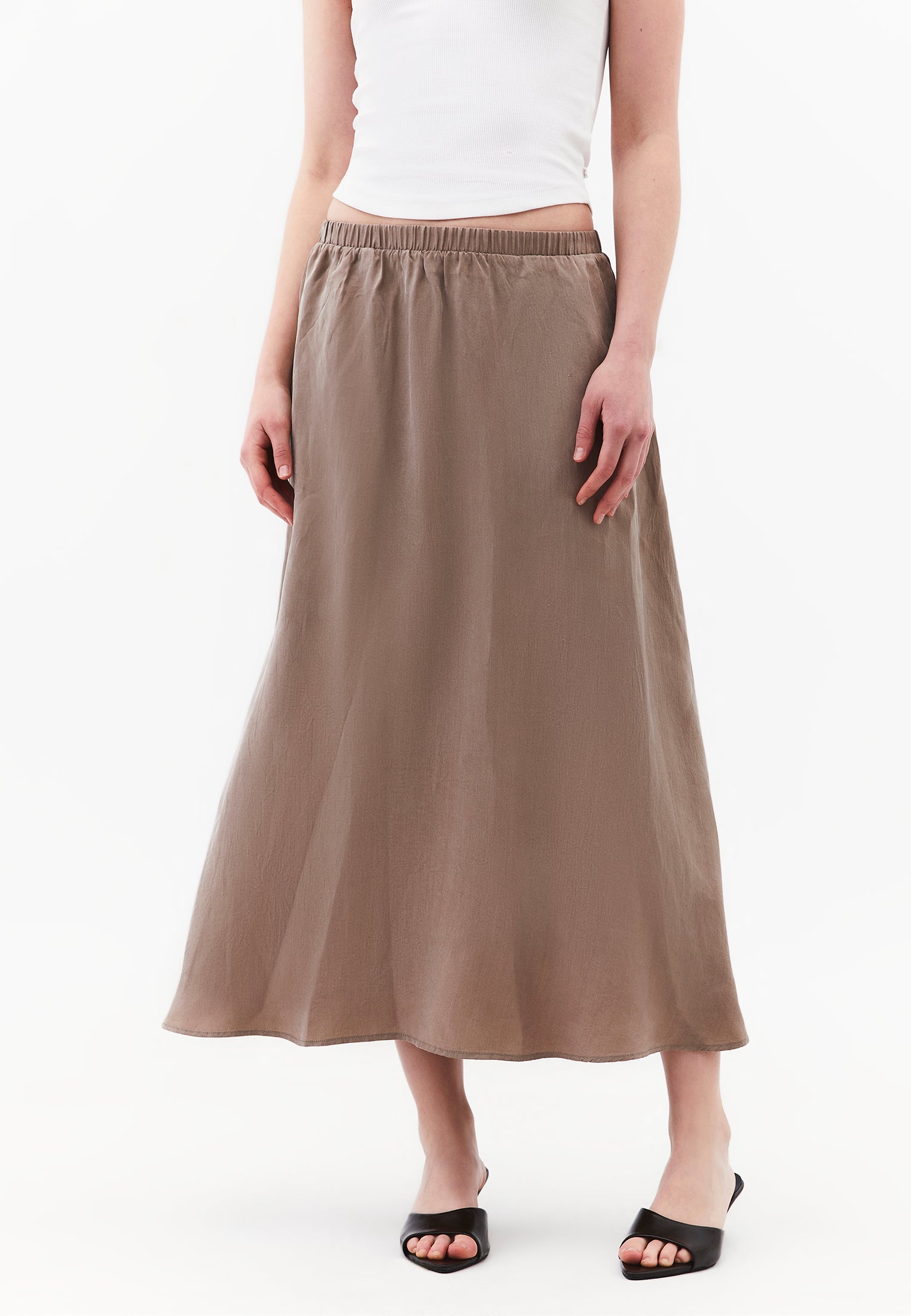 Long Flared Shirt Skirt - DESERT TAUPE