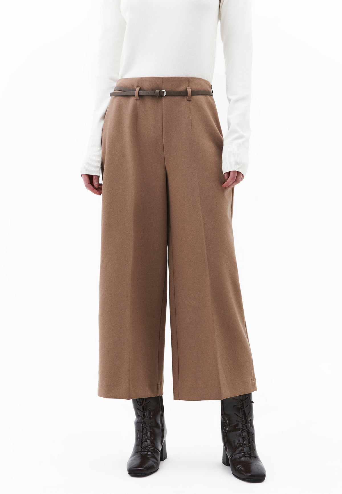 Ultra High Waist Wide Leg Pants - DESERT TAUPE