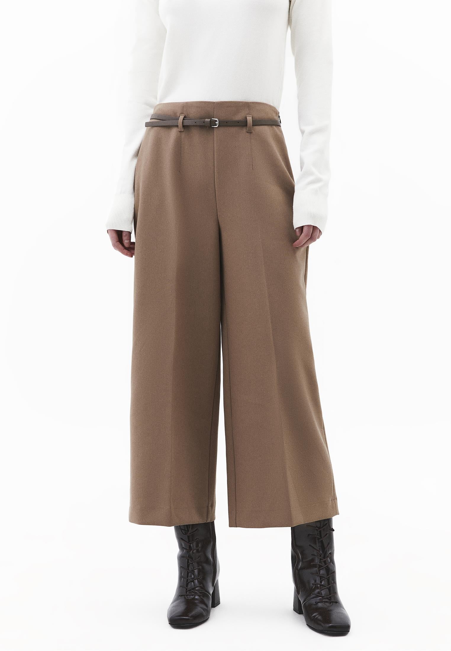 Ultra High Waist Wide Leg Pants - DESERT TAUPE