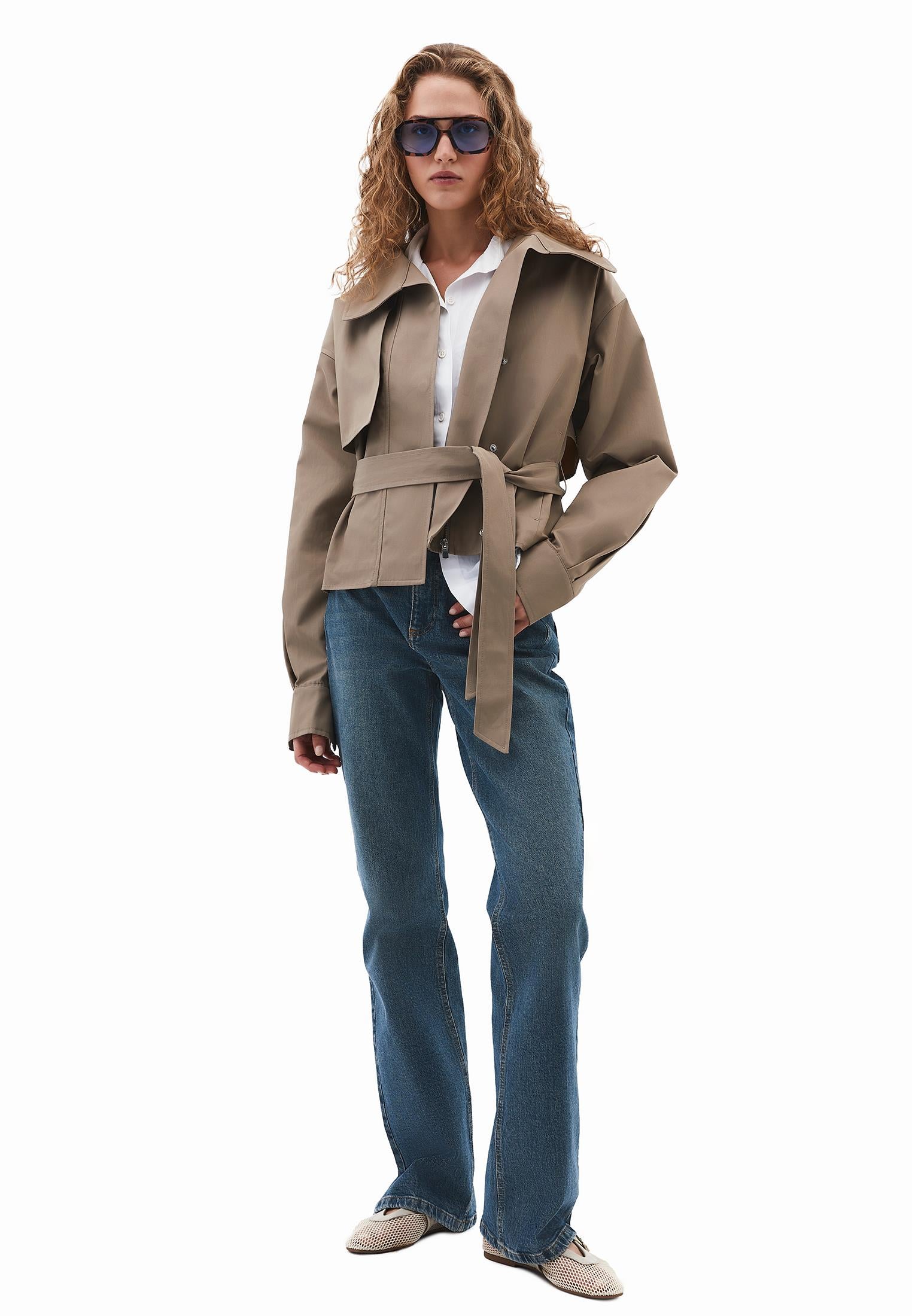 Oversize Cotton Trenchcoat - DESERT TAUPE