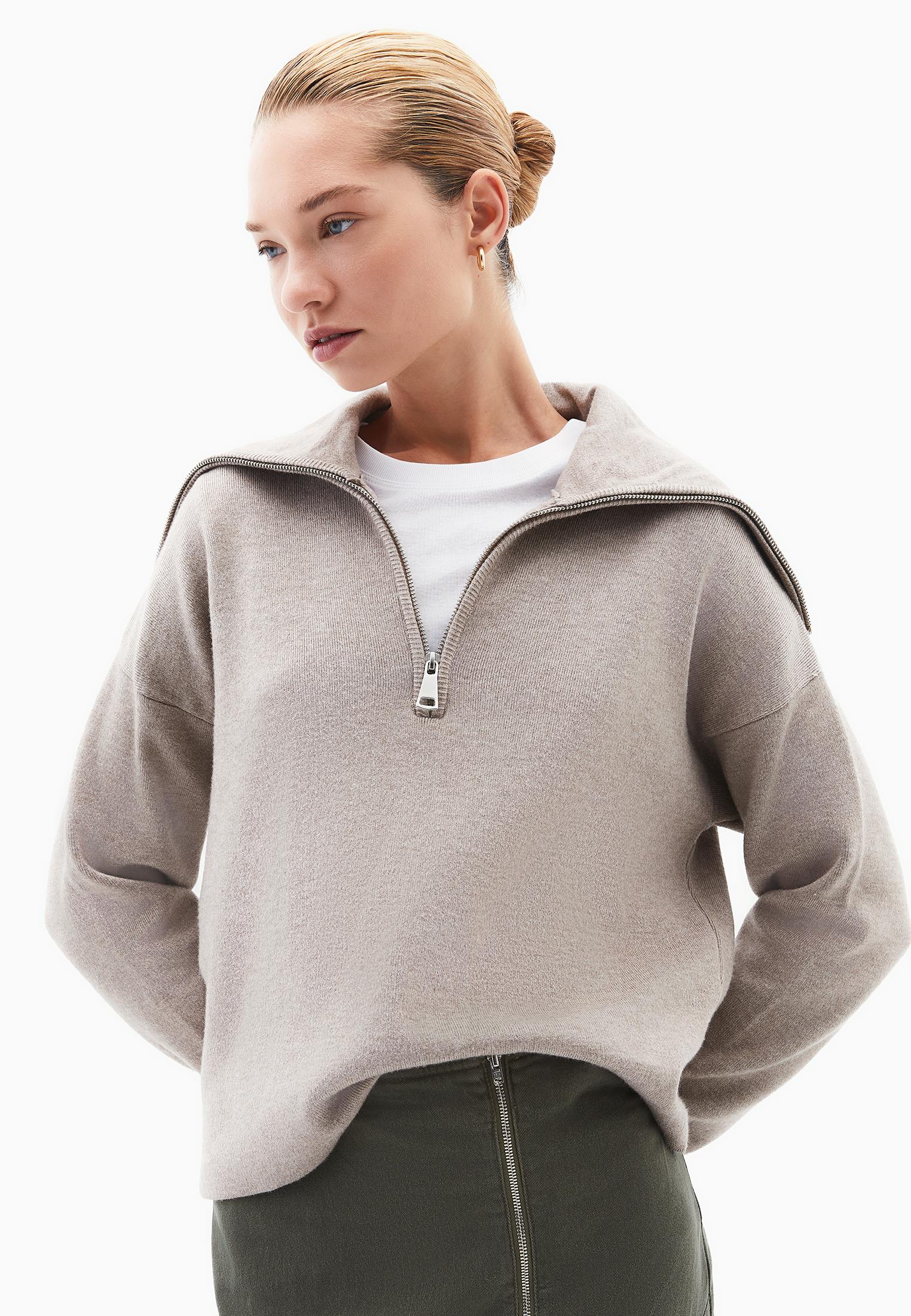 Polo Neck Viscose Sweater - DESERT TAUPE