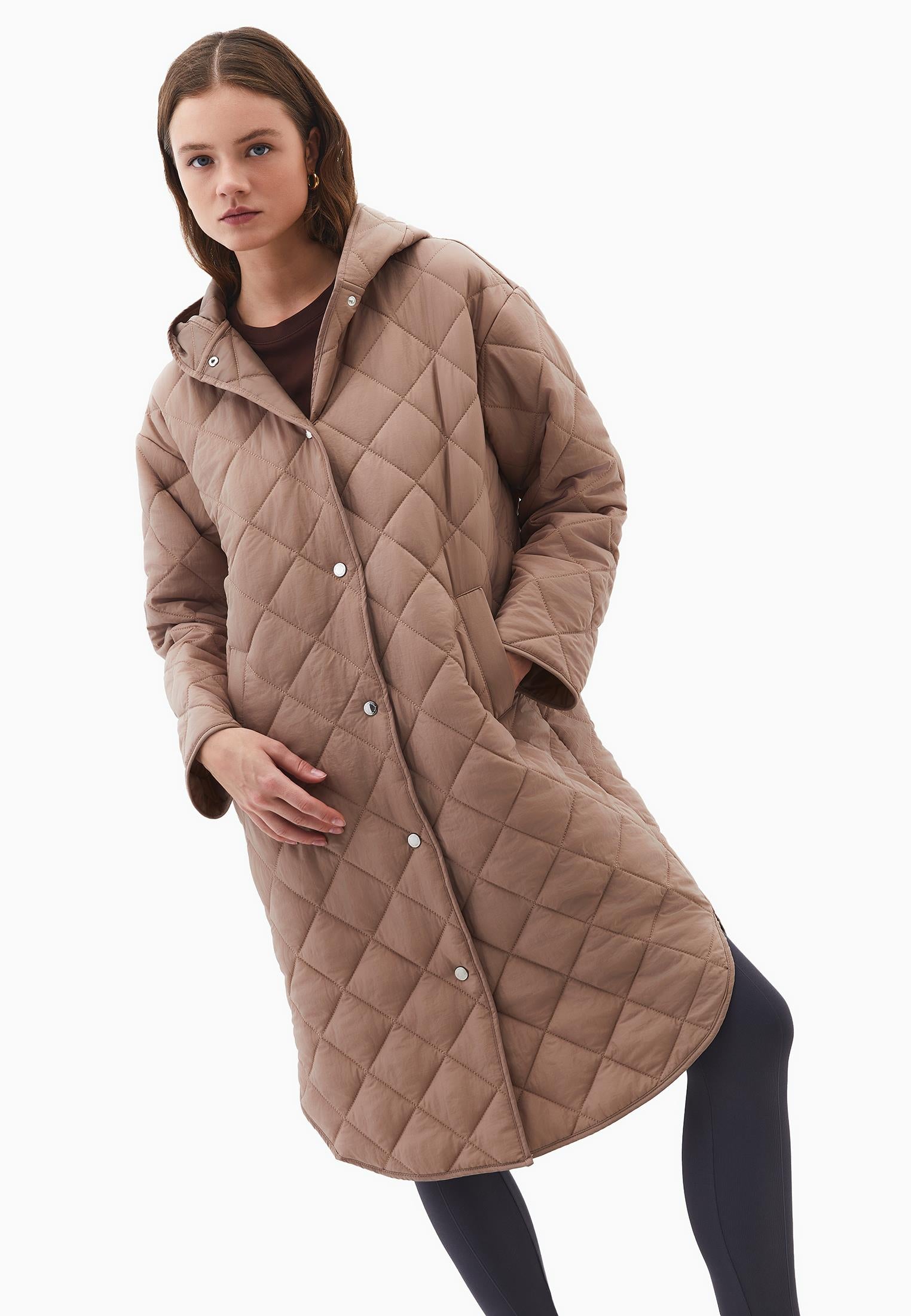 Long Coat With Hood - DESERT TAUPE