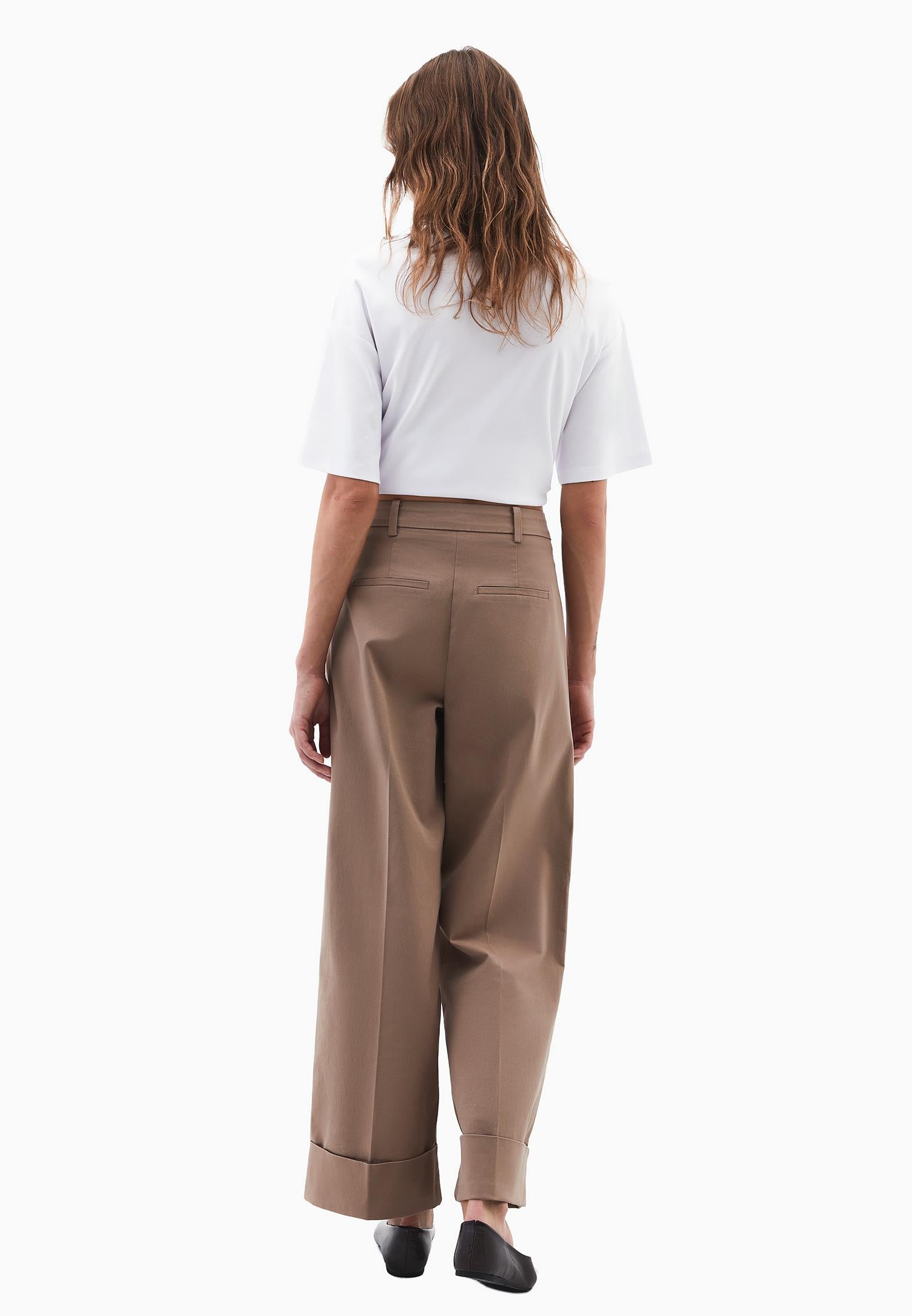 Pleated Ultra High Waist Straight Leg Women Pants - DESERT TAUPE