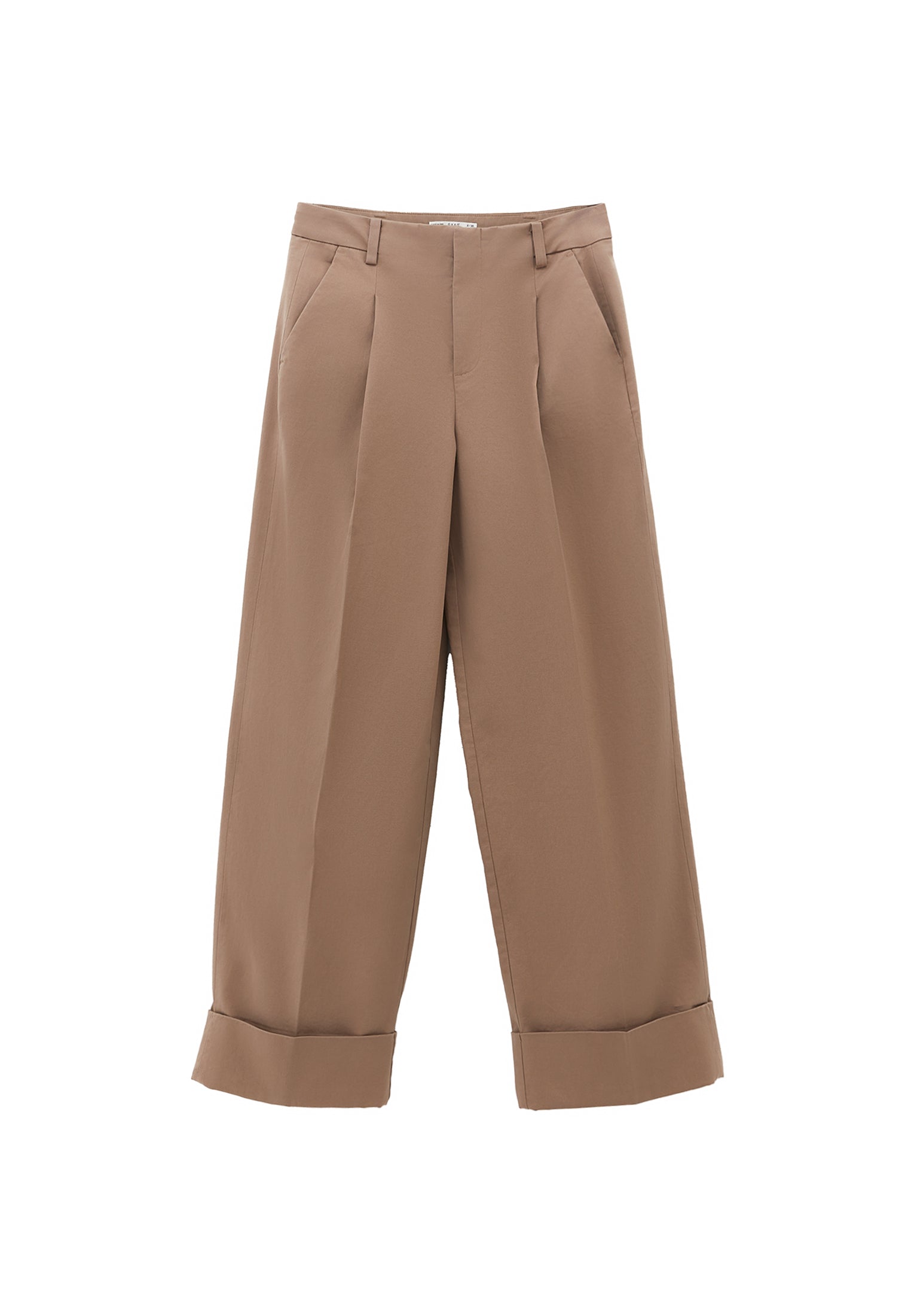 Pleated Ultra High Waist Straight Leg Women Pants - DESERT TAUPE