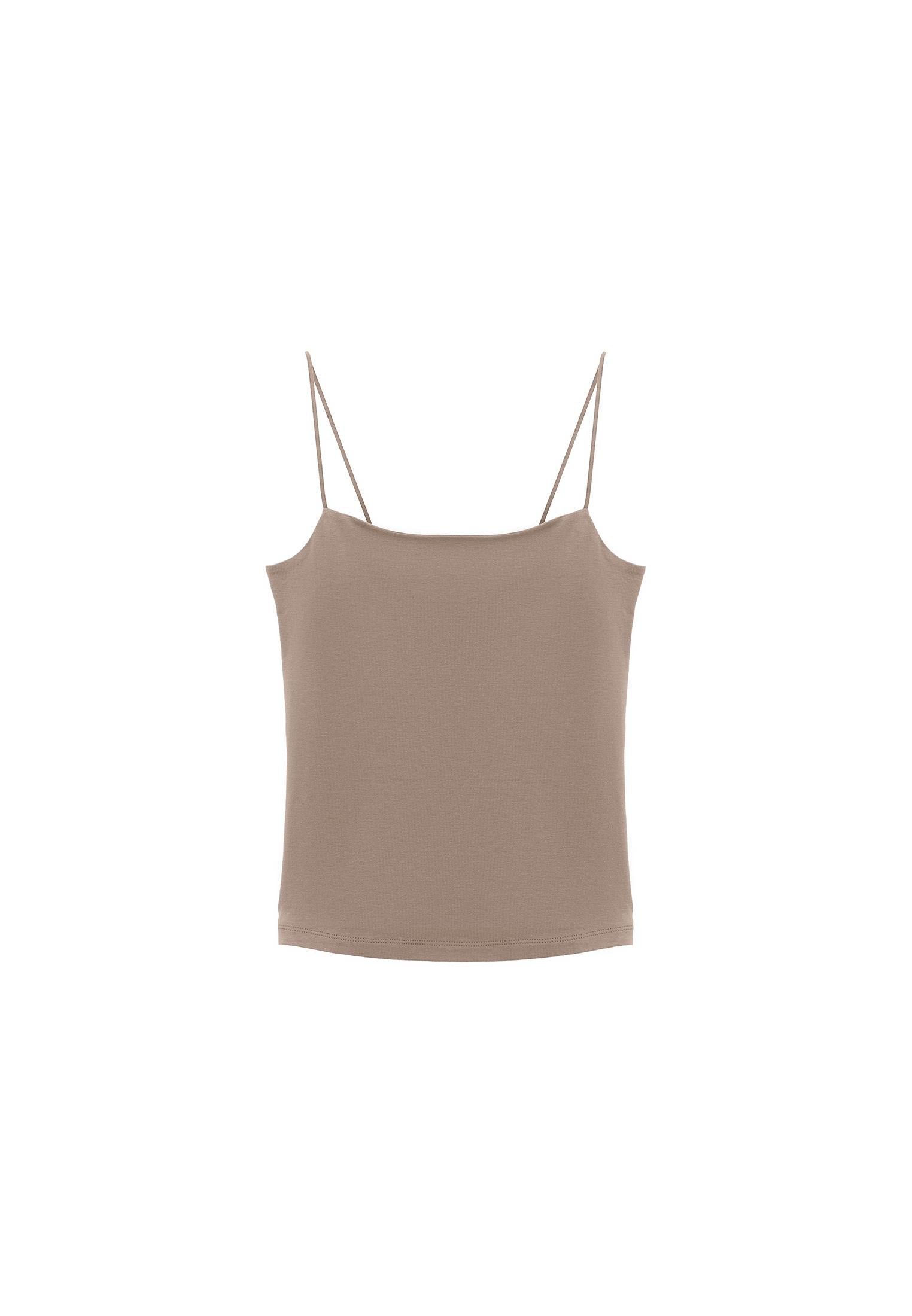 Wide Neck Bodycon Tank Top - DESERT TAUPE