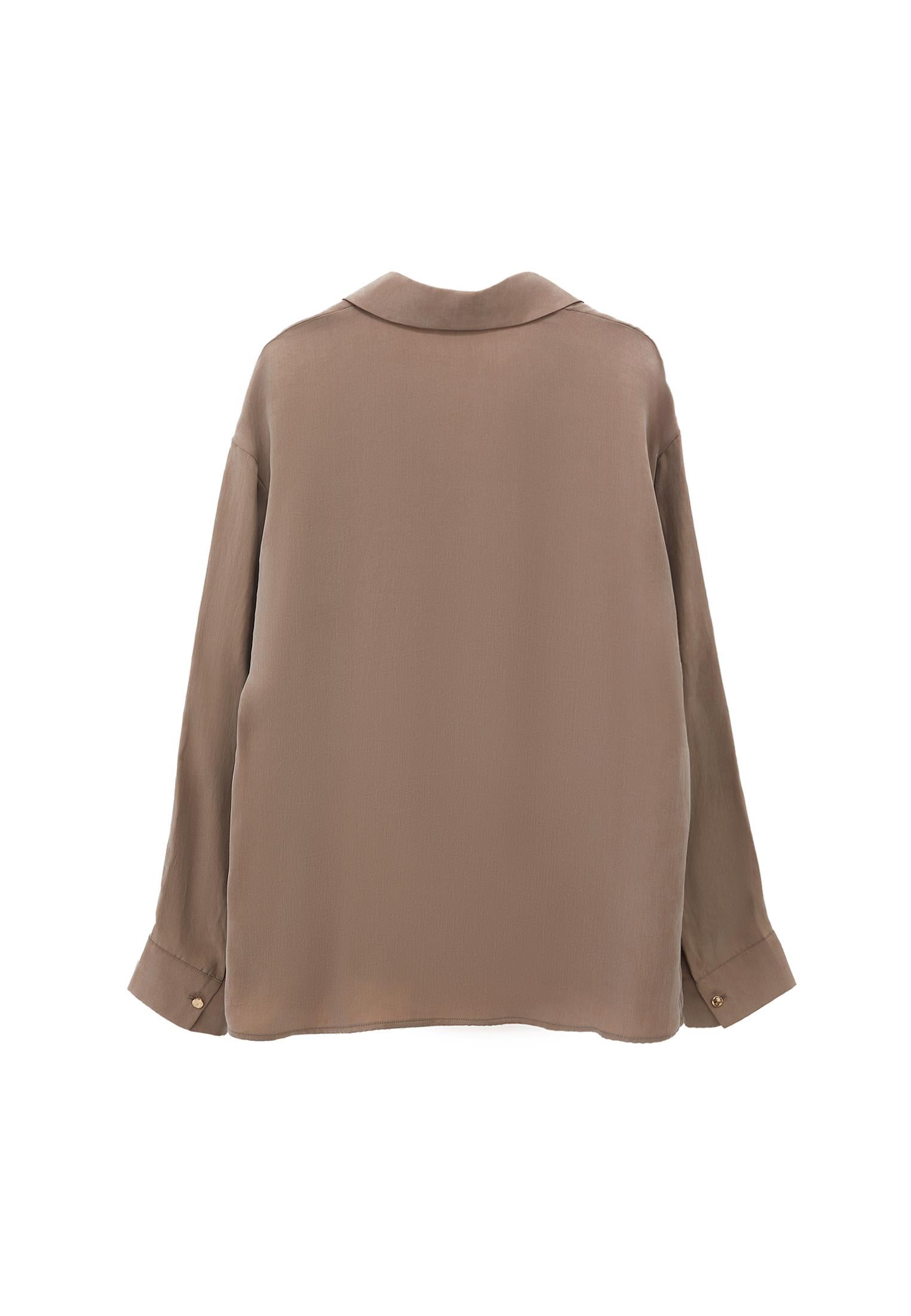 Long Sleeve Loose Shirt - DESERT TAUPE