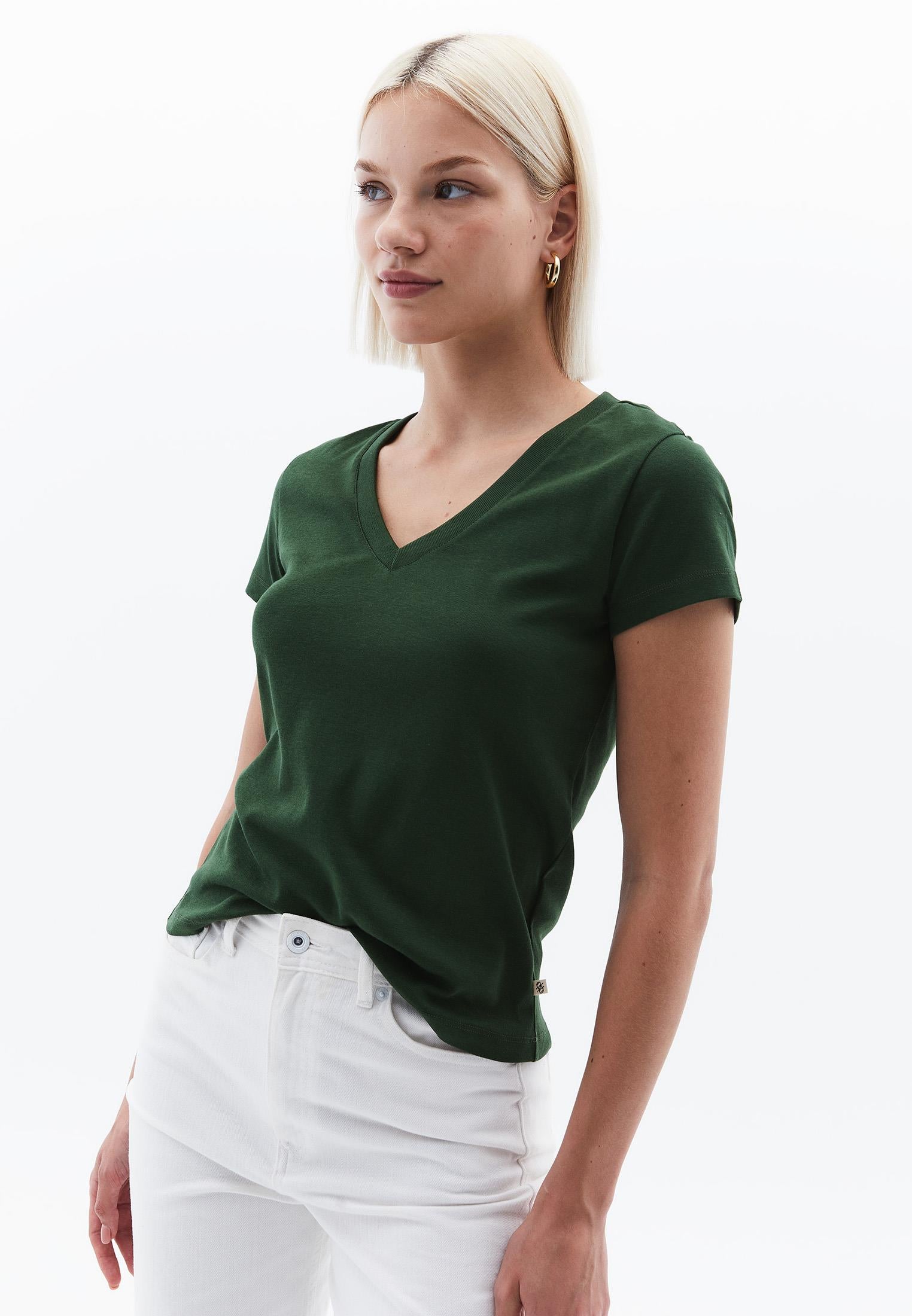 V Neck Short Sleeve Women's T-Shirt - DOUGLAS FIR