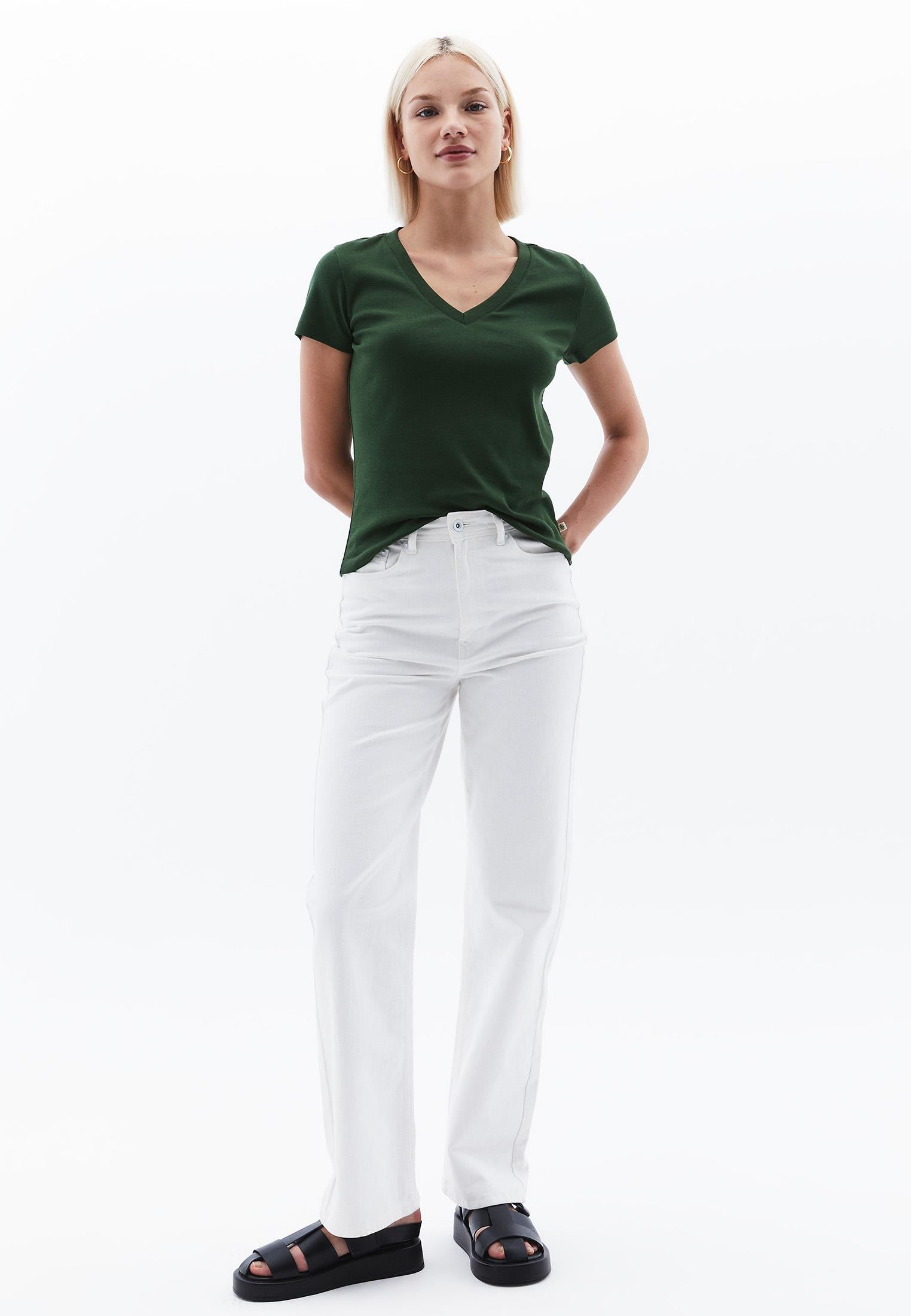 V Neck Short Sleeve Women's T-Shirt - DOUGLAS FIR