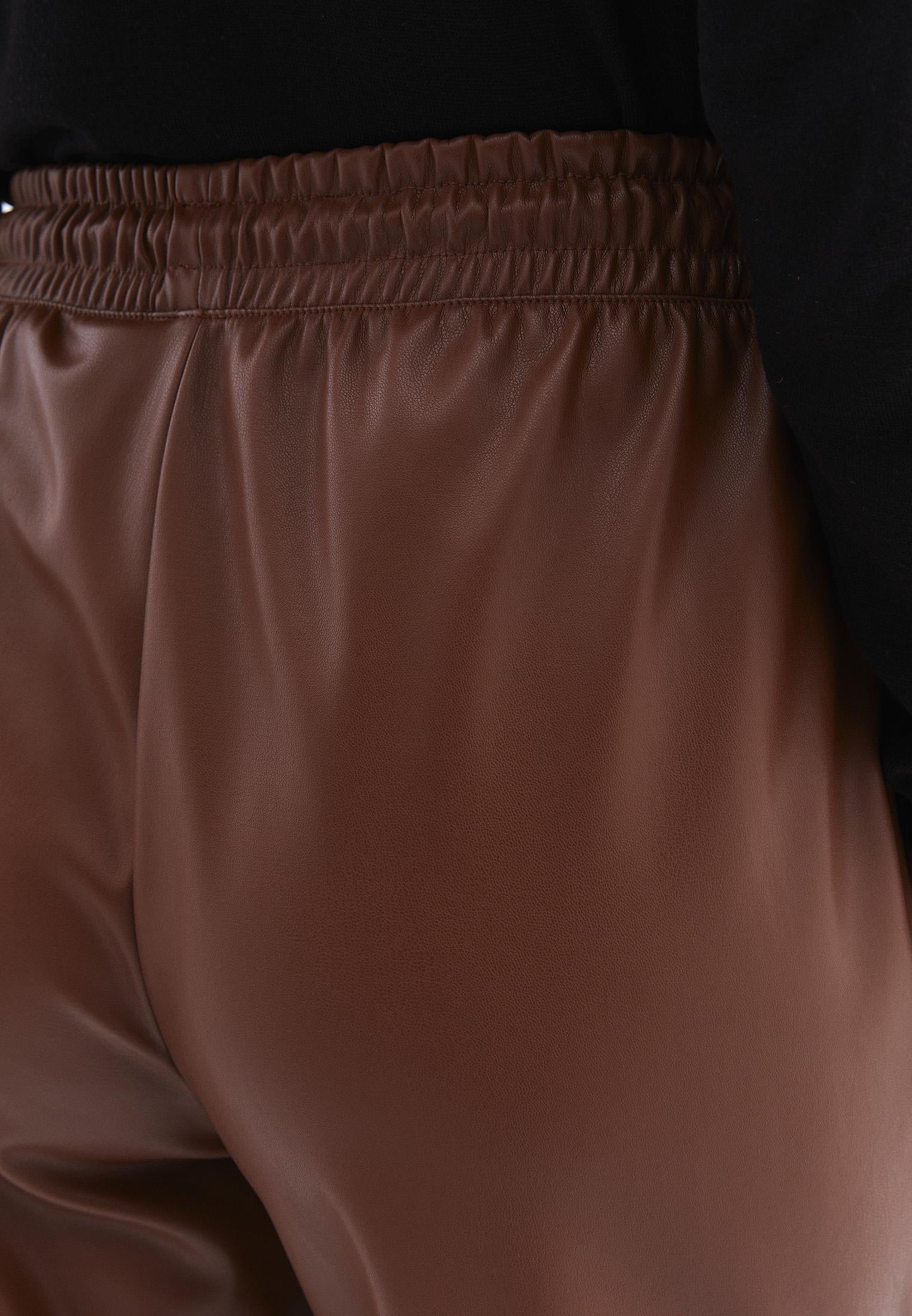 Jogger High Waist Leather Pants - DOWNTOWN BROWN