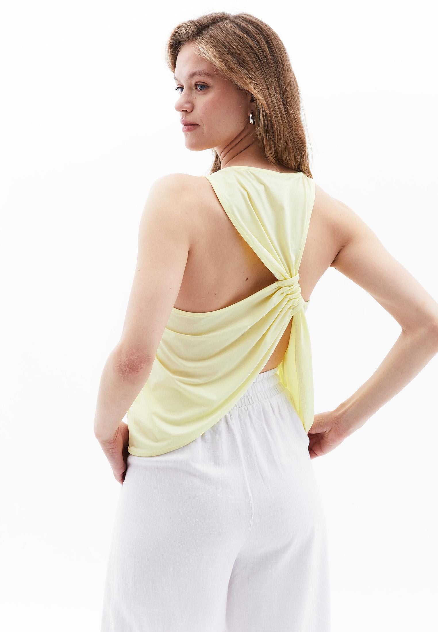 Loose Halter Neck Tank Top - ELFIN YELLOW