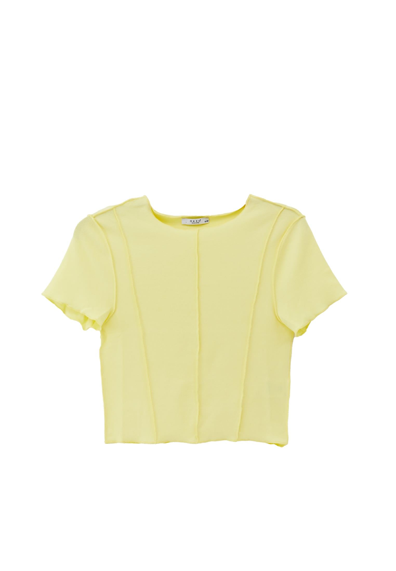 Closed Form Cropped Short Sleeve Crew Neck T-Shirt - ELFIN YELLOW