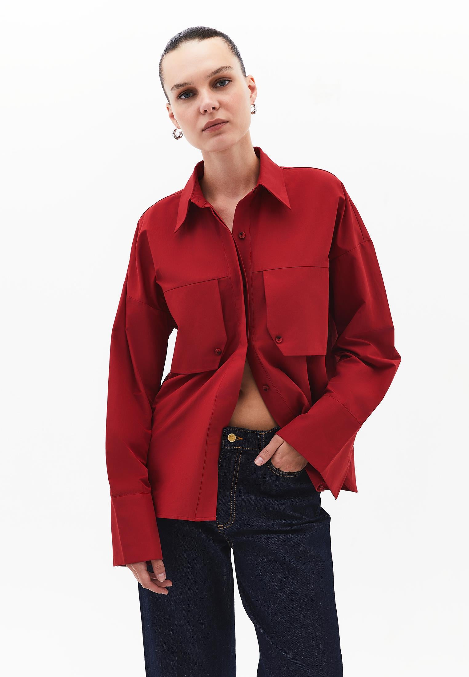 Long Sleeve Oversize Shirt With Button Details - EMBOLDENED