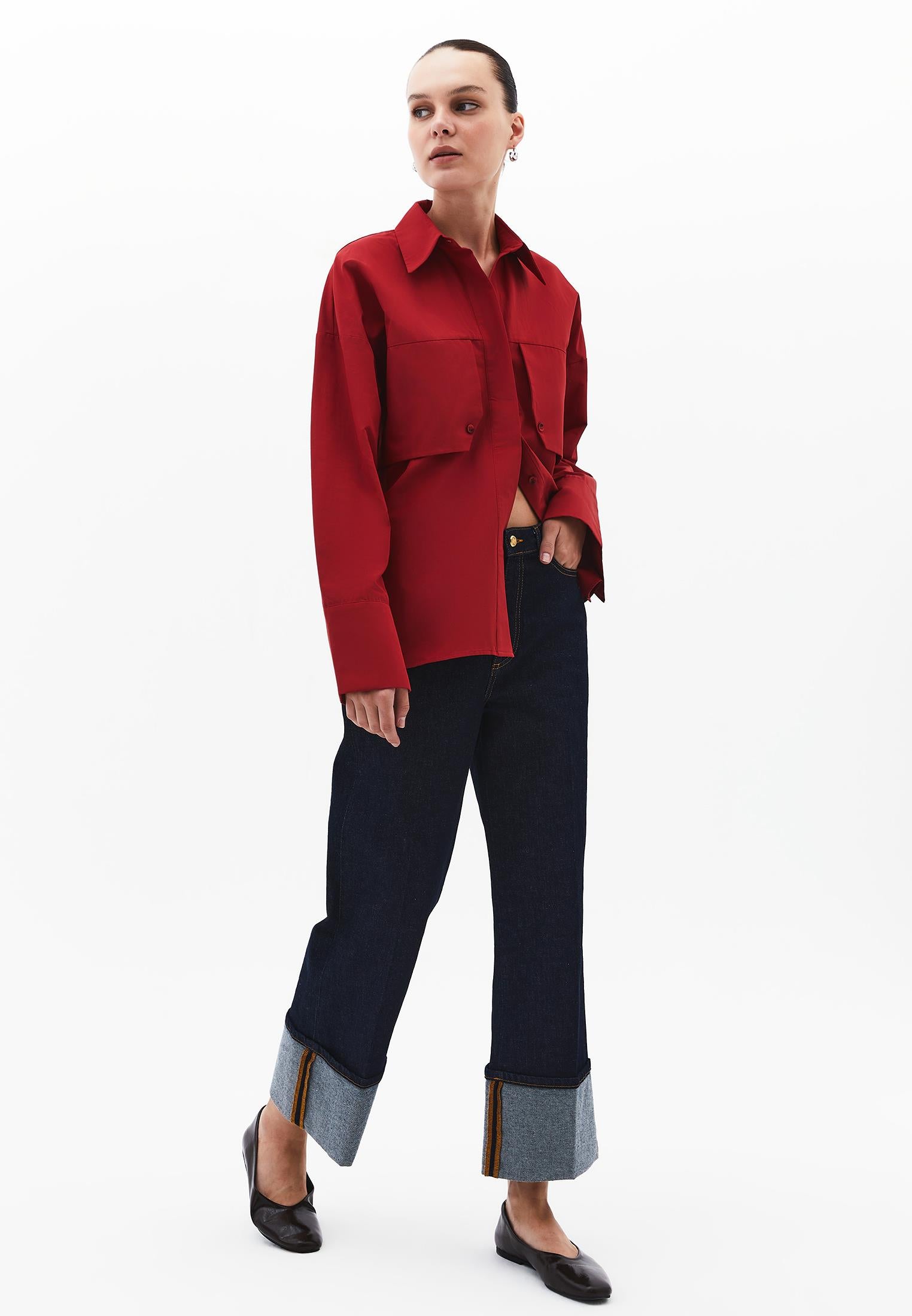 Long Sleeve Oversize Shirt With Button Details - EMBOLDENED