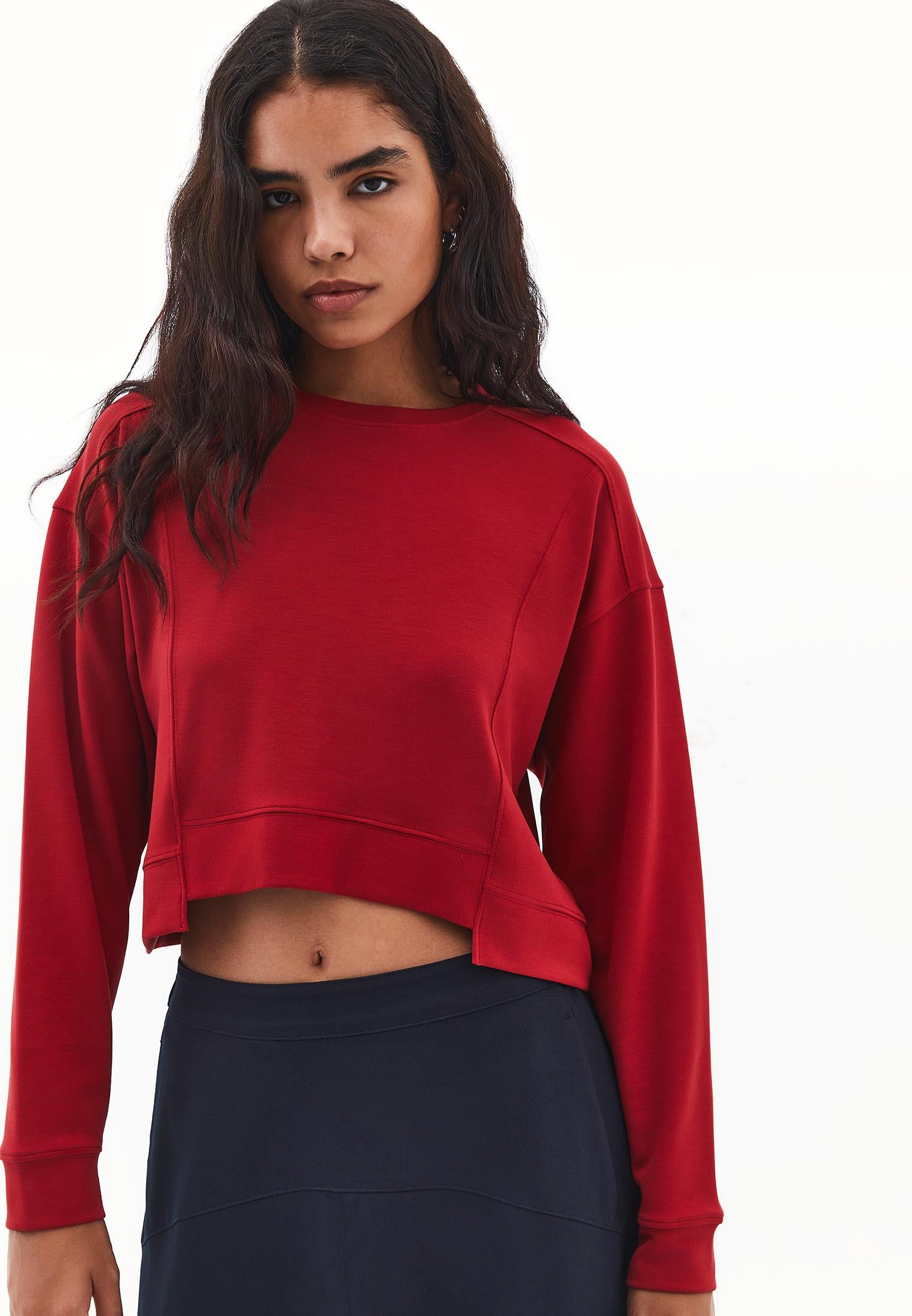 Asymmetric Cut Cropped Sweatshirt - EMBOLDENED