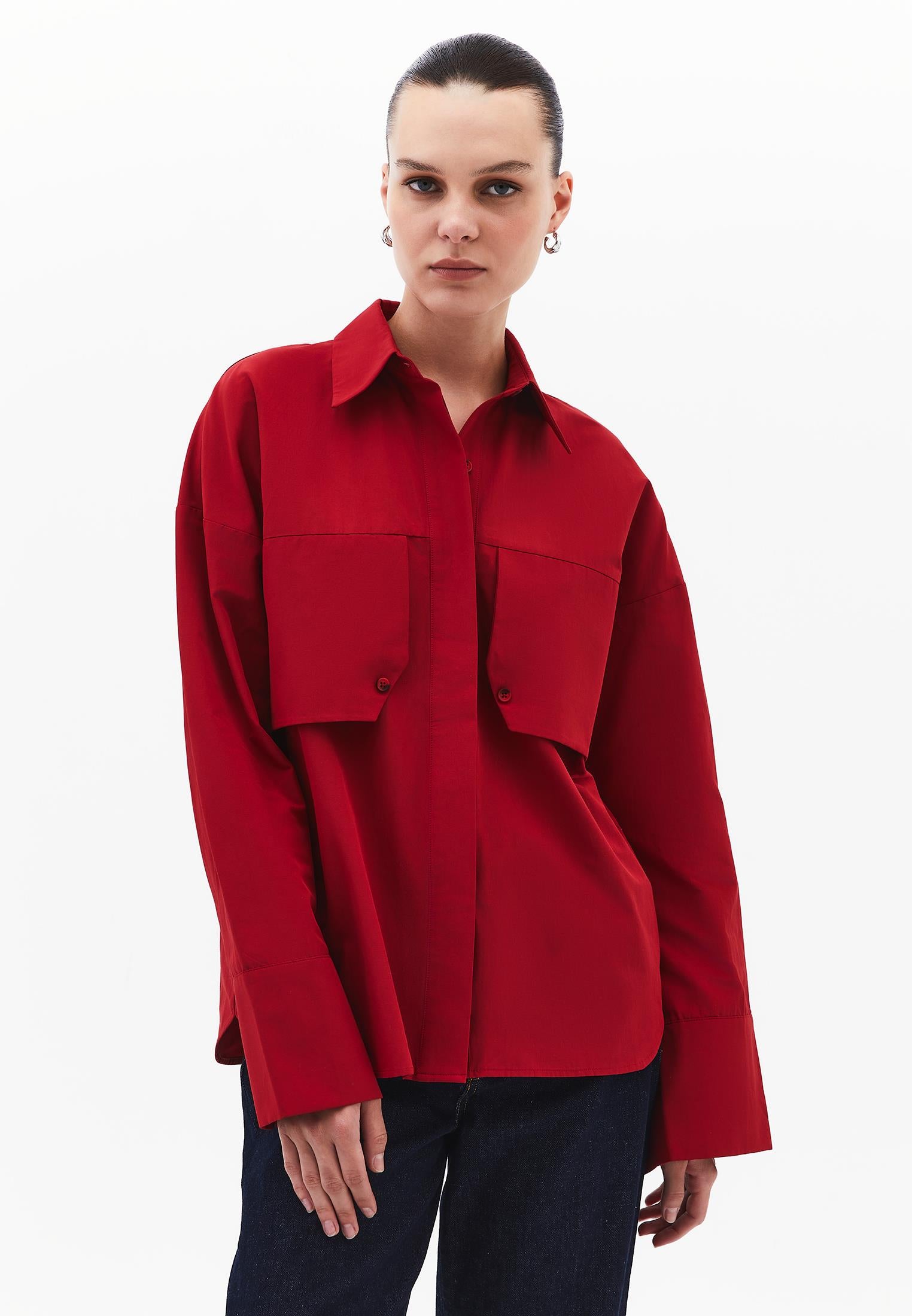 Long Sleeve Oversize Shirt With Button Details - EMBOLDENED