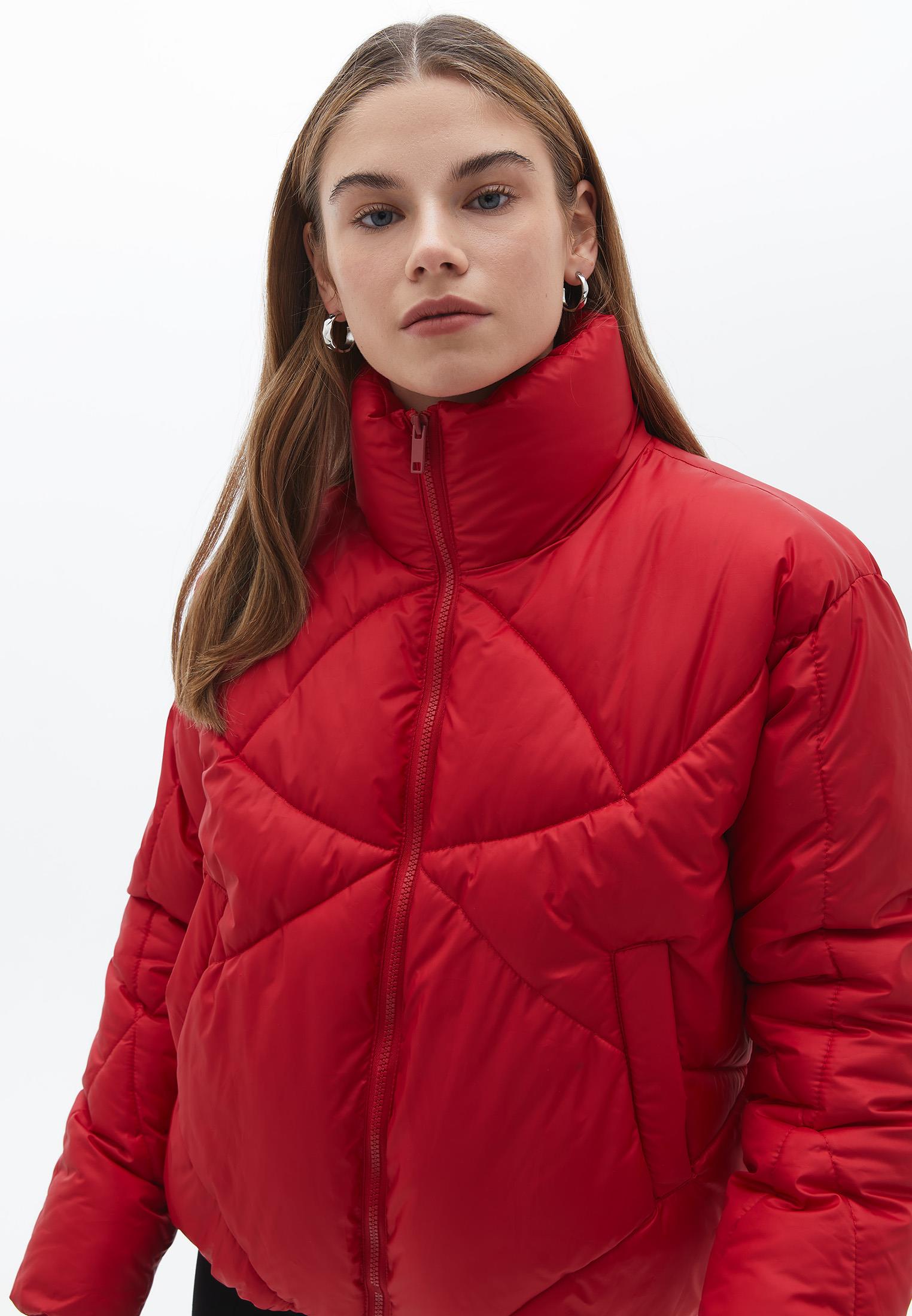 High Neck Long Sleeve Coat - EQUESTRIAN RED