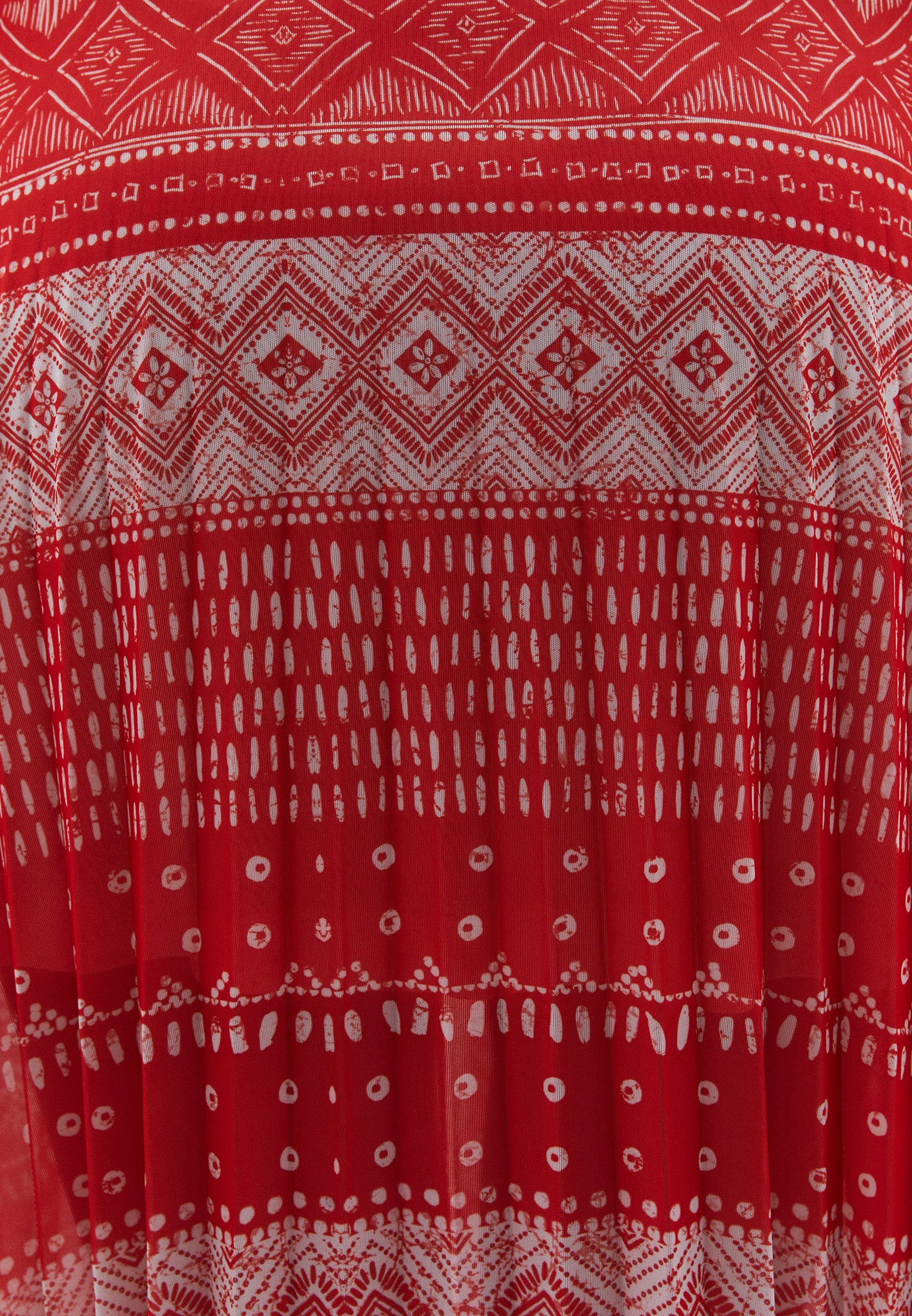 Pleated Printed Long Flared Skirt - ETHNIC COMB