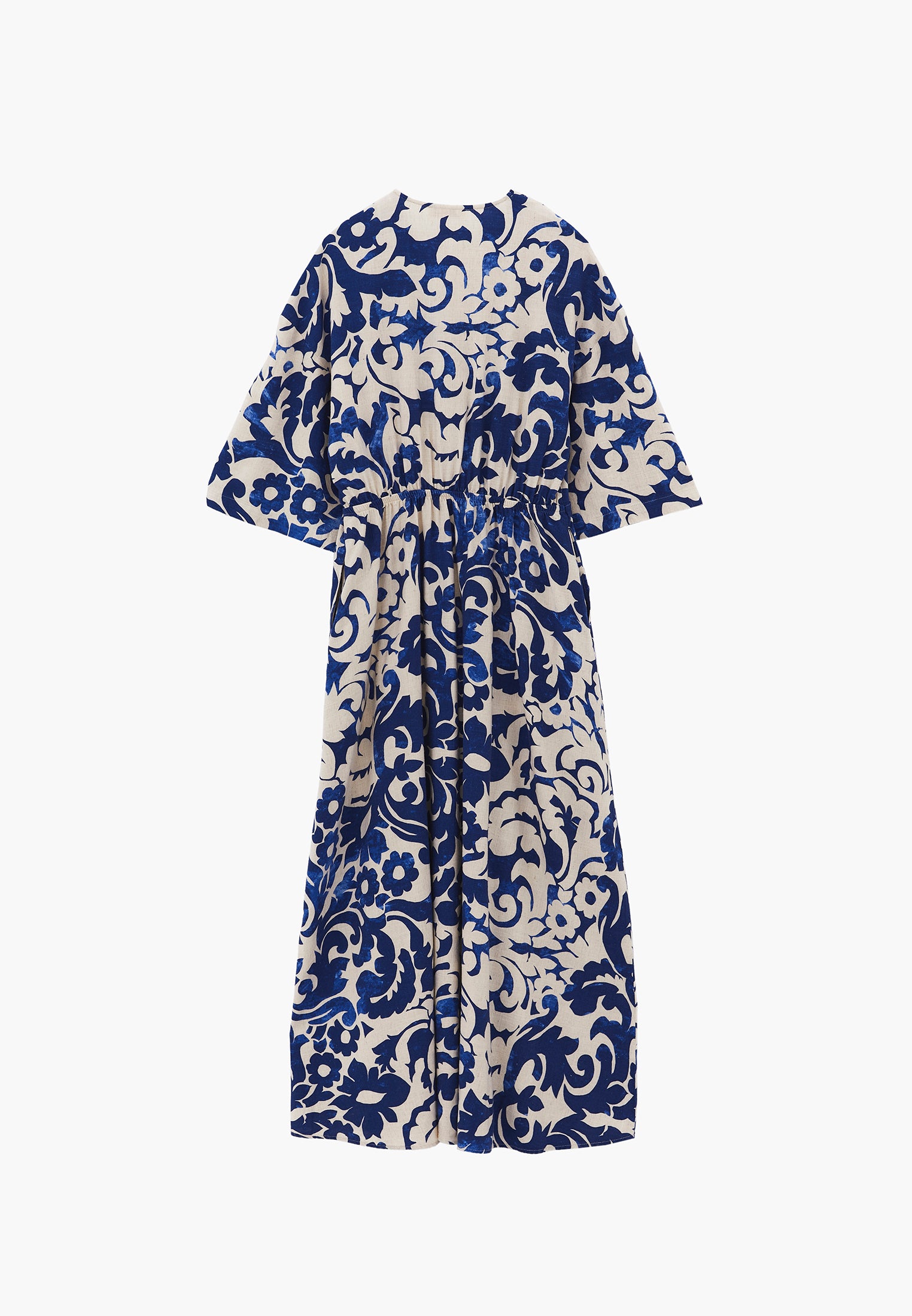 V-Neck Long Sleeve Flared Dress - ETHNIC COMB