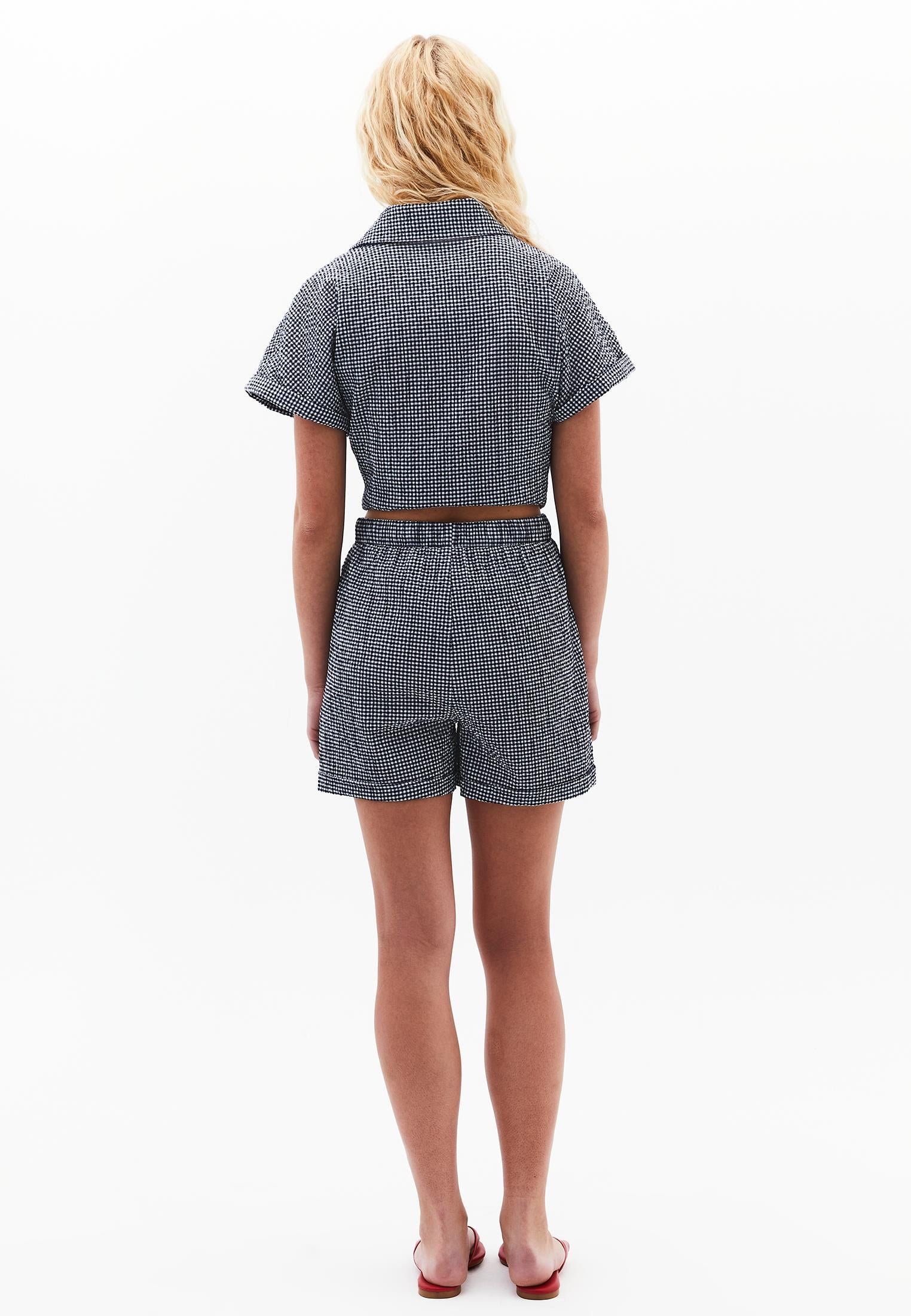 Ultra High Waist Short Shorts - EVENING BLUE GINGHAM