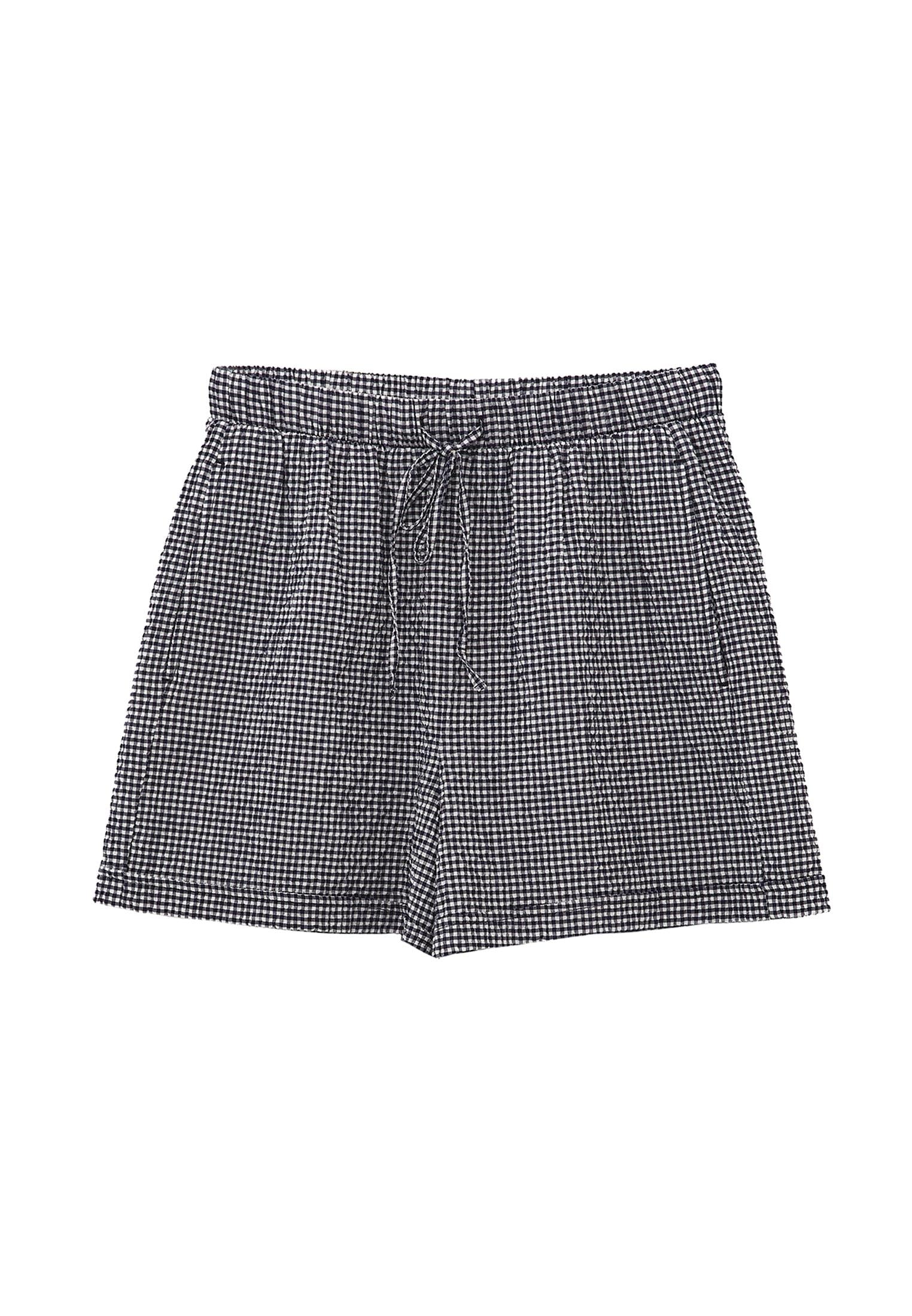 Ultra High Waist Short Shorts - EVENING BLUE GINGHAM