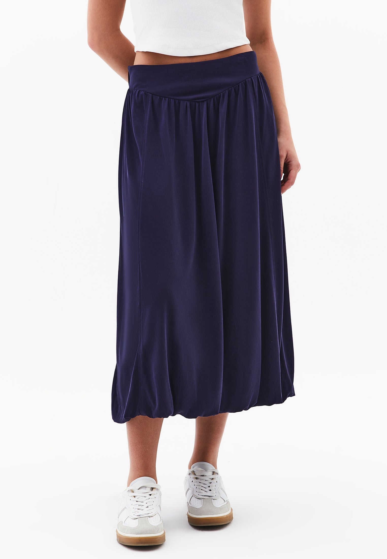 Balloon Form Midi Skirt - EVENING BLUE