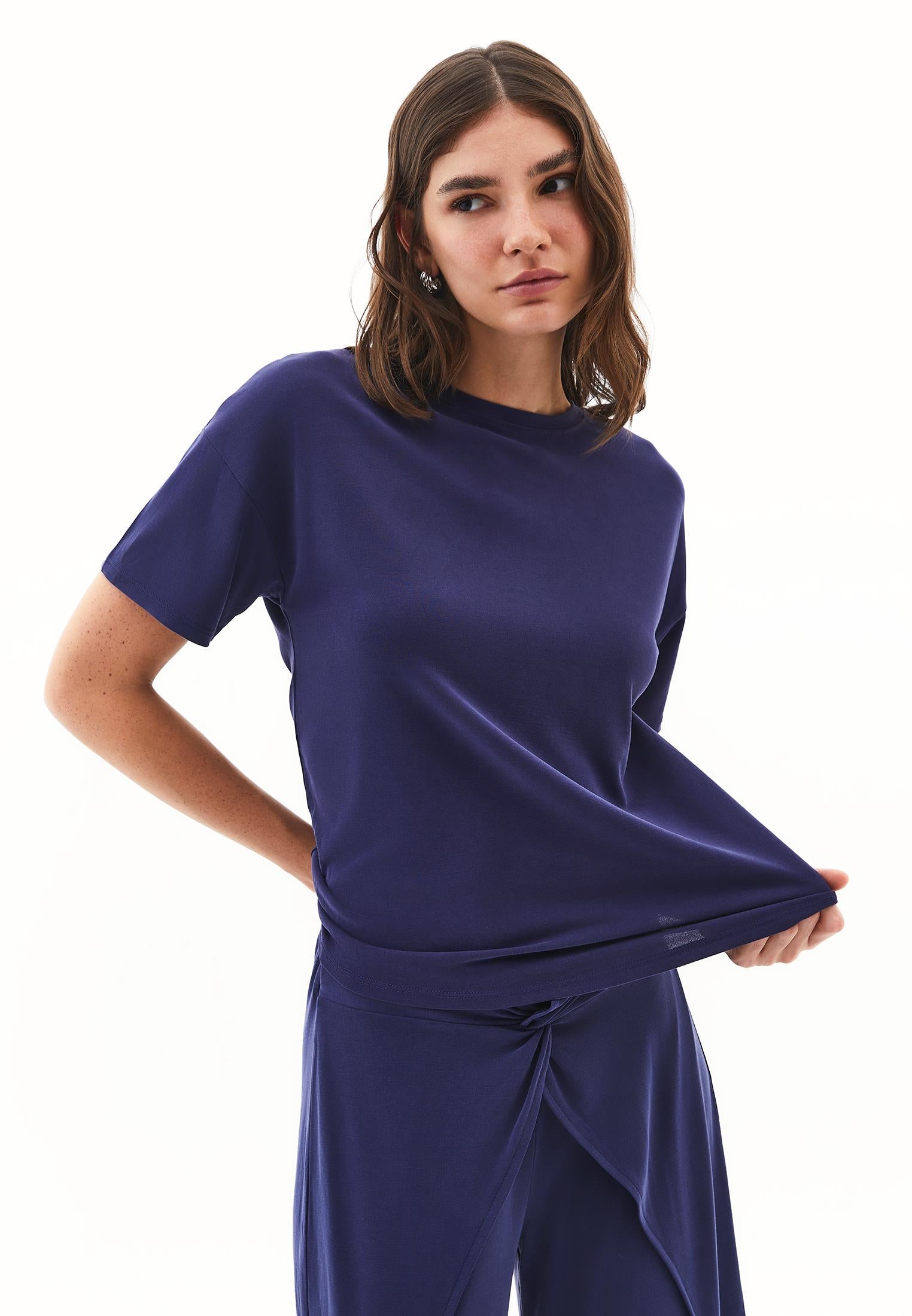 Standard Loose Short Sleeve T-Shirt - EVENING BLUE